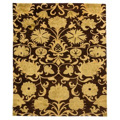 "Floralia" Damask Botanical Tan And Brown Silk Carpet by Doris Leslie Blau
