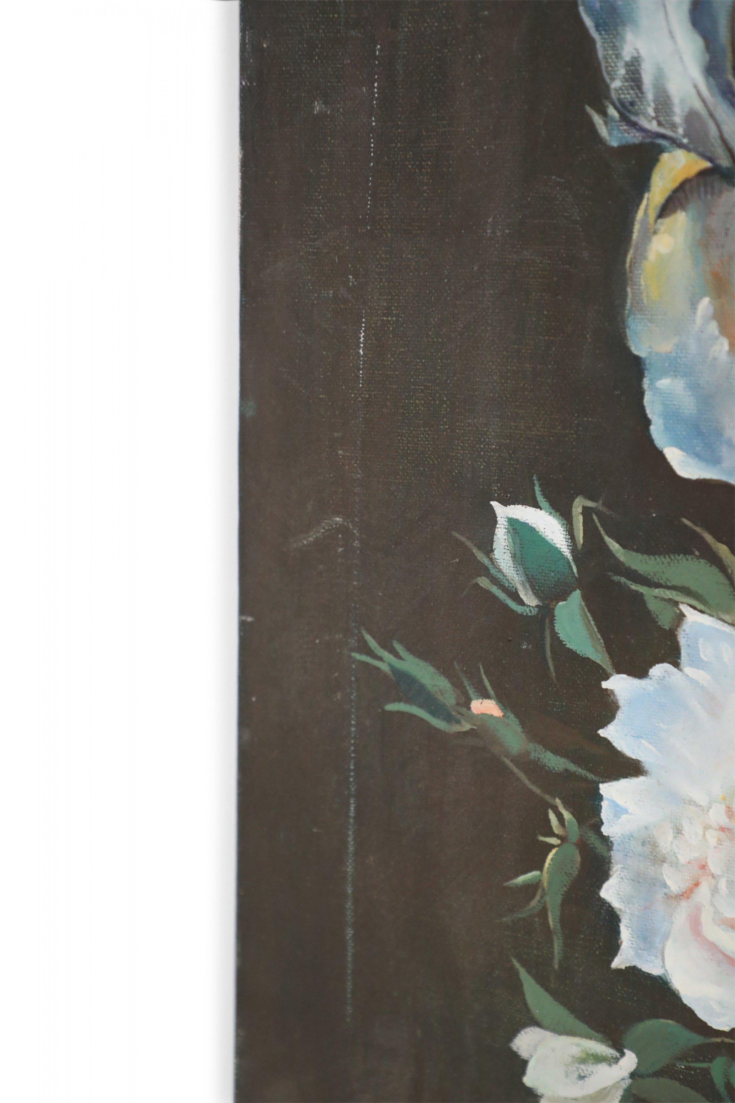 Mid-Century moderno Fiori in vaso Natura morta Pittura a olio su tela in vendita