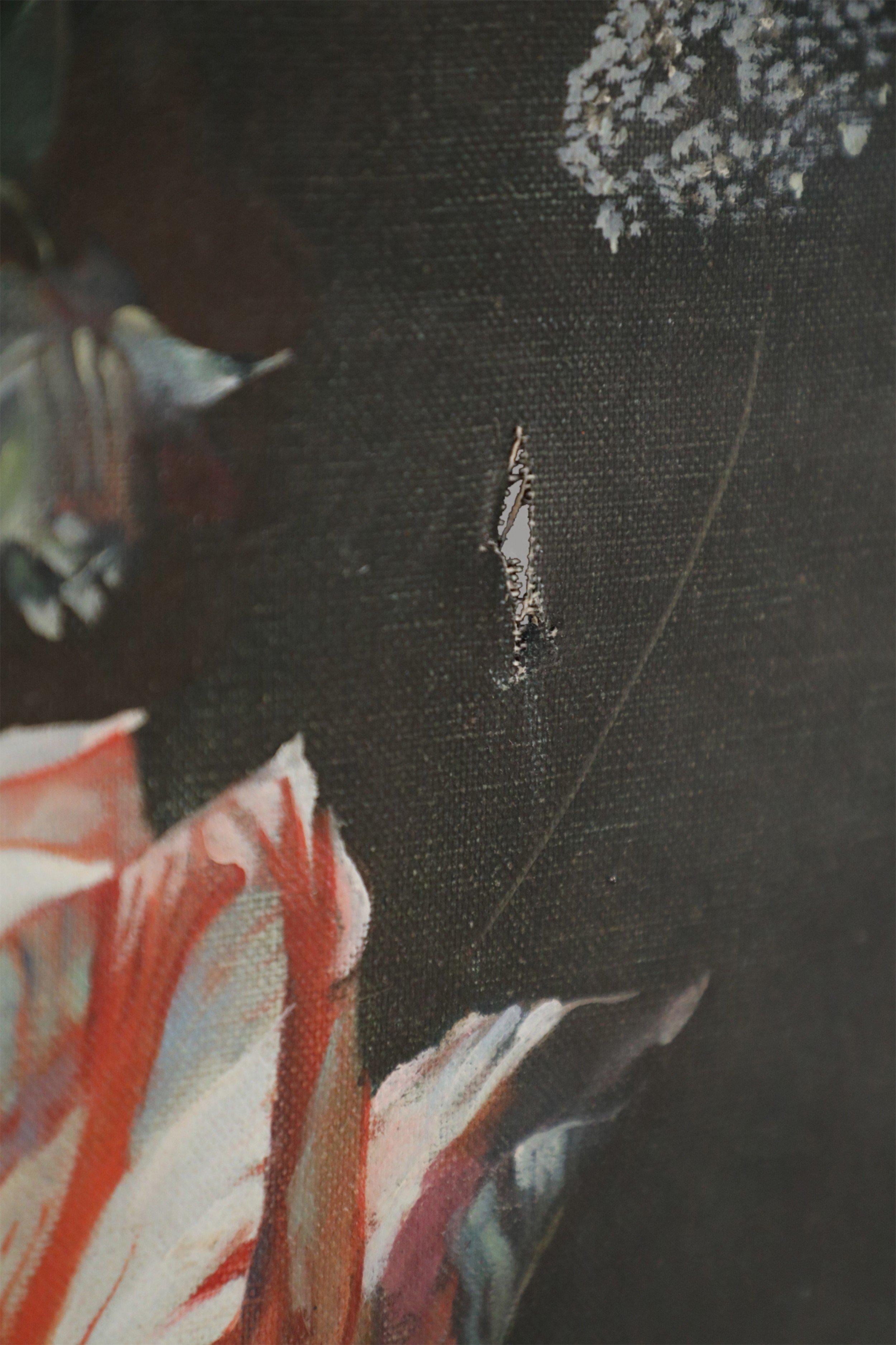 Americano Fiori in vaso Natura morta Pittura a olio su tela in vendita