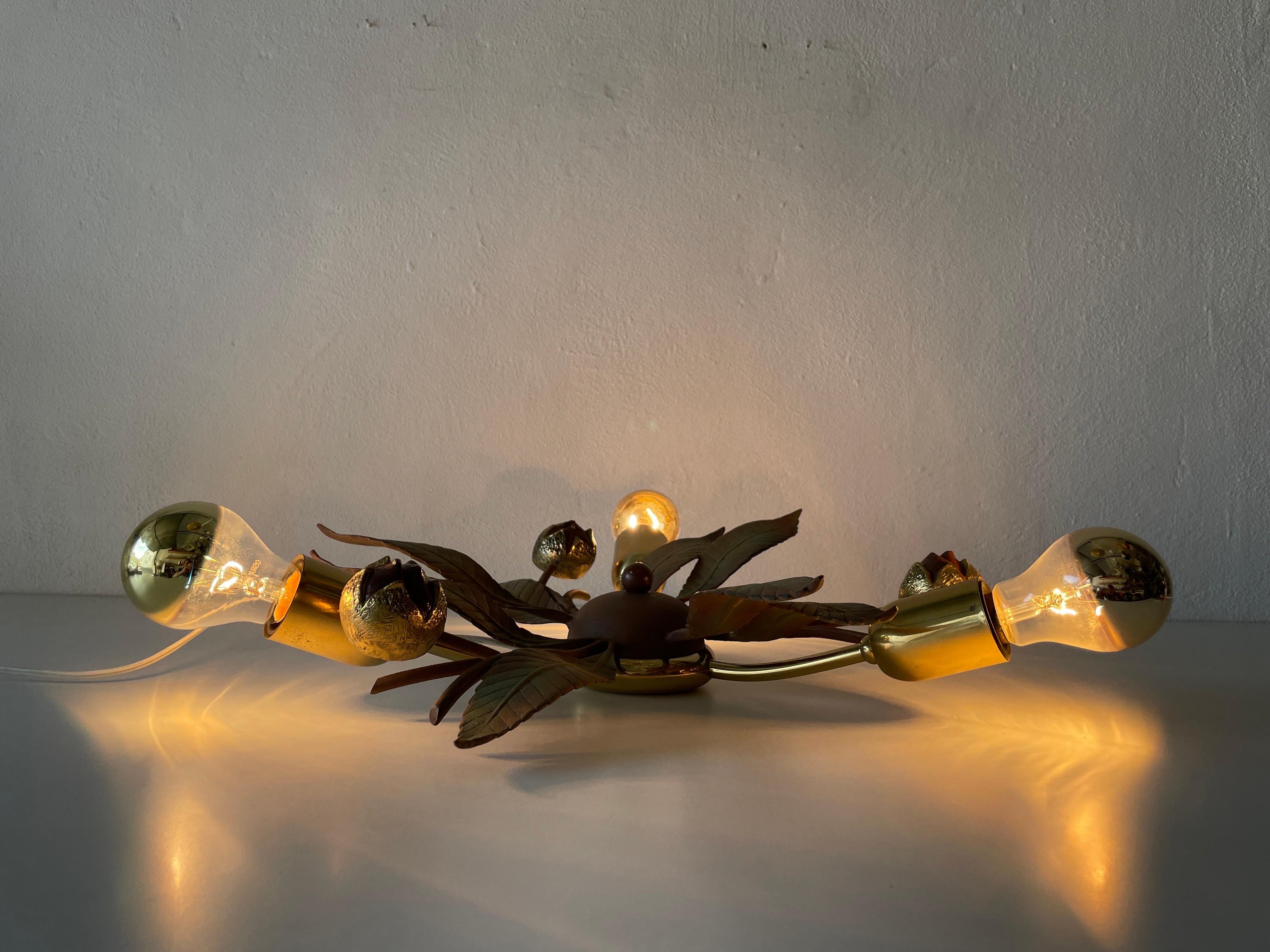Florantine Design Brass and Iron Flush Mount by Arte Firenze, 1960s, Italy 6