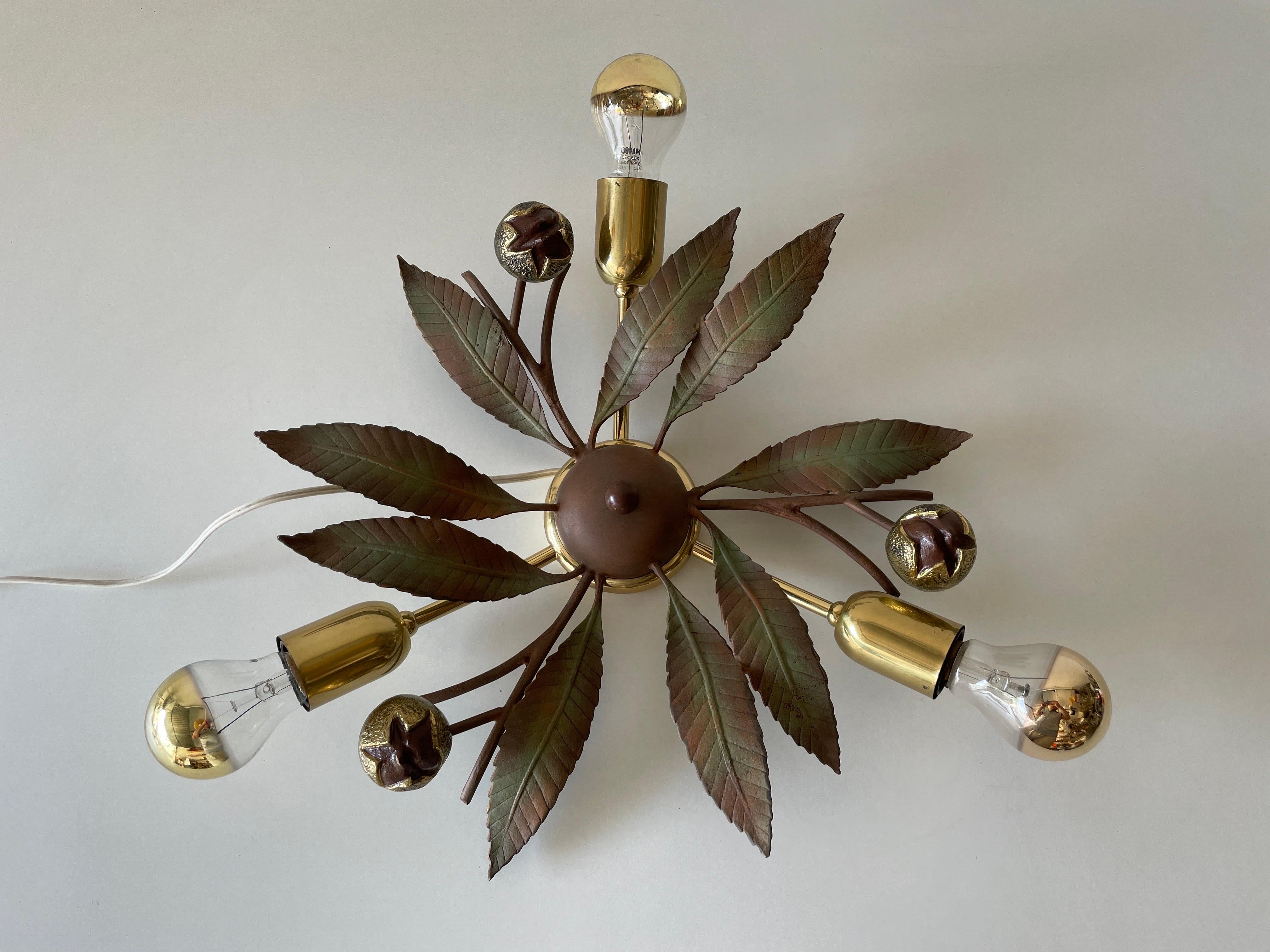 Florantine Design Brass and Iron Flush Mount by Arte Firenze, 1960s, Italy For Sale 8