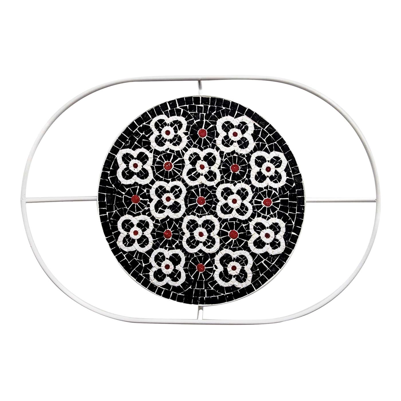 Plateau noir à fleurs de Mosaici Ursula Corsi