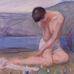 British Florence Adelina Hess oil painting 'Modesty' early 20th Century