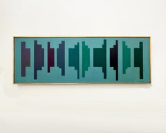 Florence Arnold huile sur toile « Violet et vert », 1964, 48 x 16,5 pouces