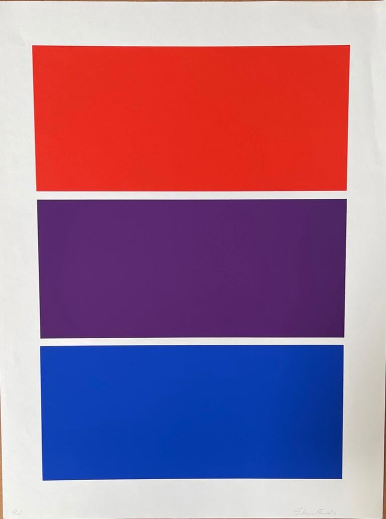 Florence Arnold (American 1900-1994) hard-edge abstract color screenprint (c.1973) pencil signed 4/25, 19in x 25in.

Florence Arnold began painting seriously in 1947. By the late 1950s she associated with a group of painters including Karl Benjamin,
