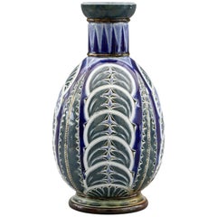 Antique Florence Barlow for Doulton Lambeth Art Pottery Leaf Design Vase Dated 1878