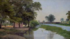 Early 20th Century Bay Area California Landscape with Bridge