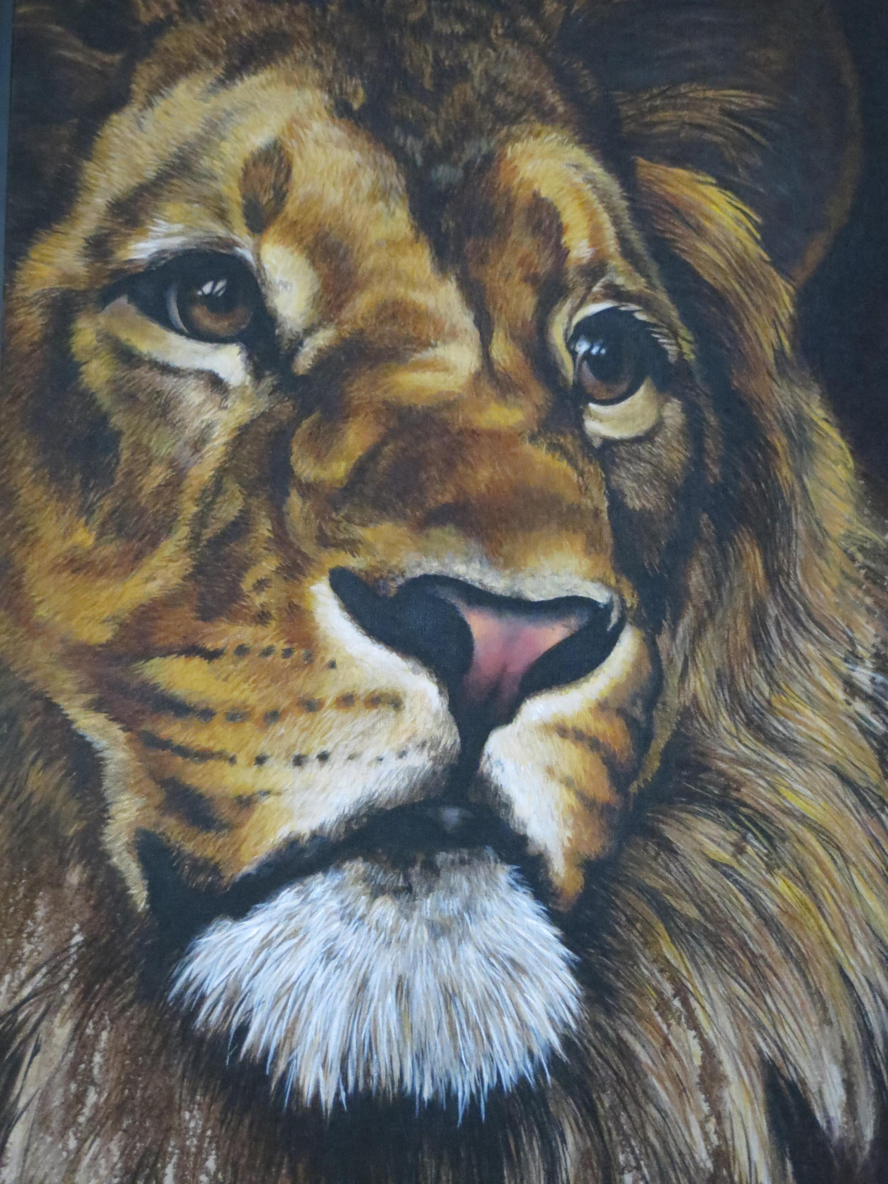 Lion Portrait - Painting by FLORENCE CADENE