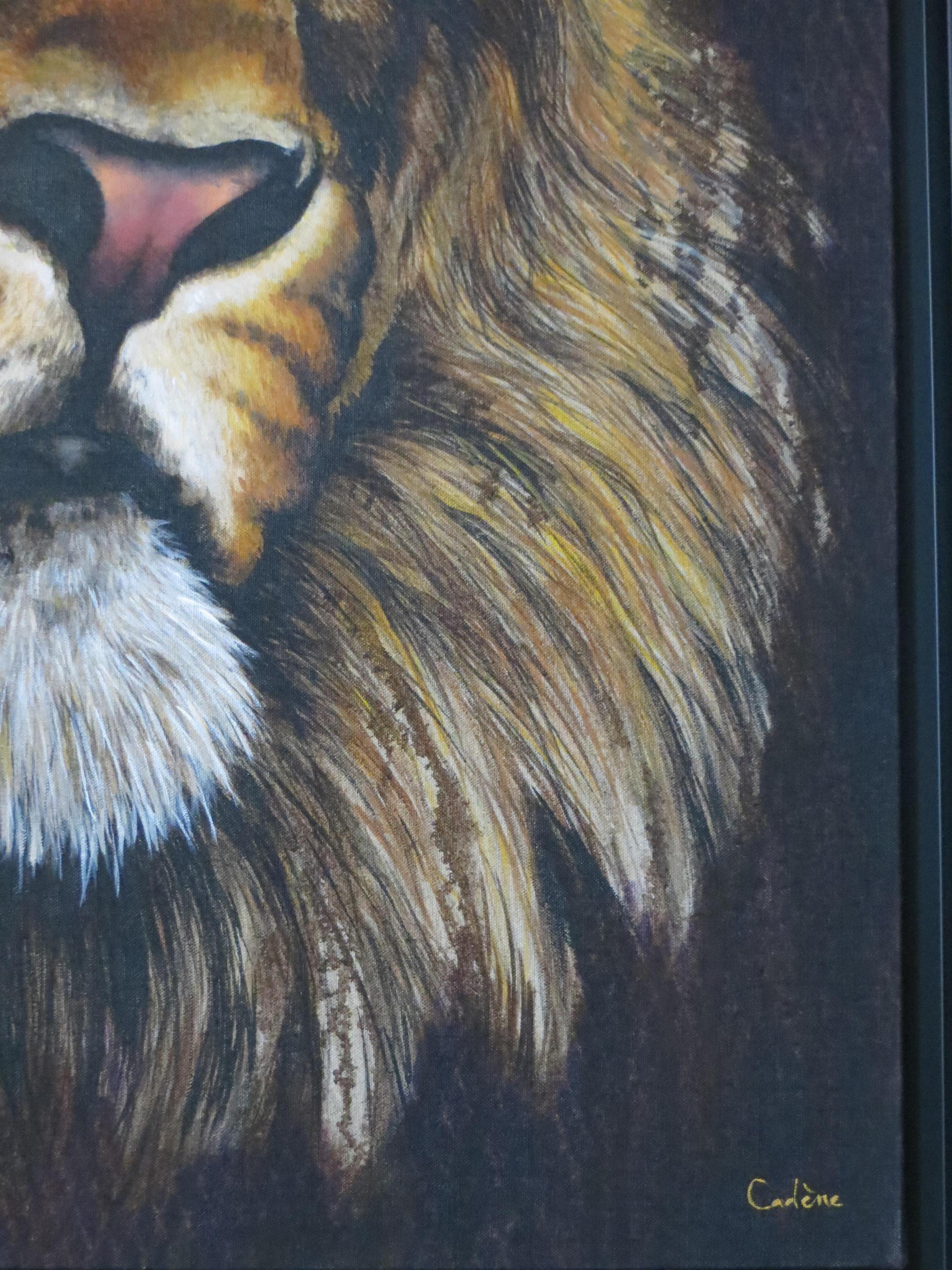 Portrait de lion - Contemporain Painting par FLORENCE CADENE