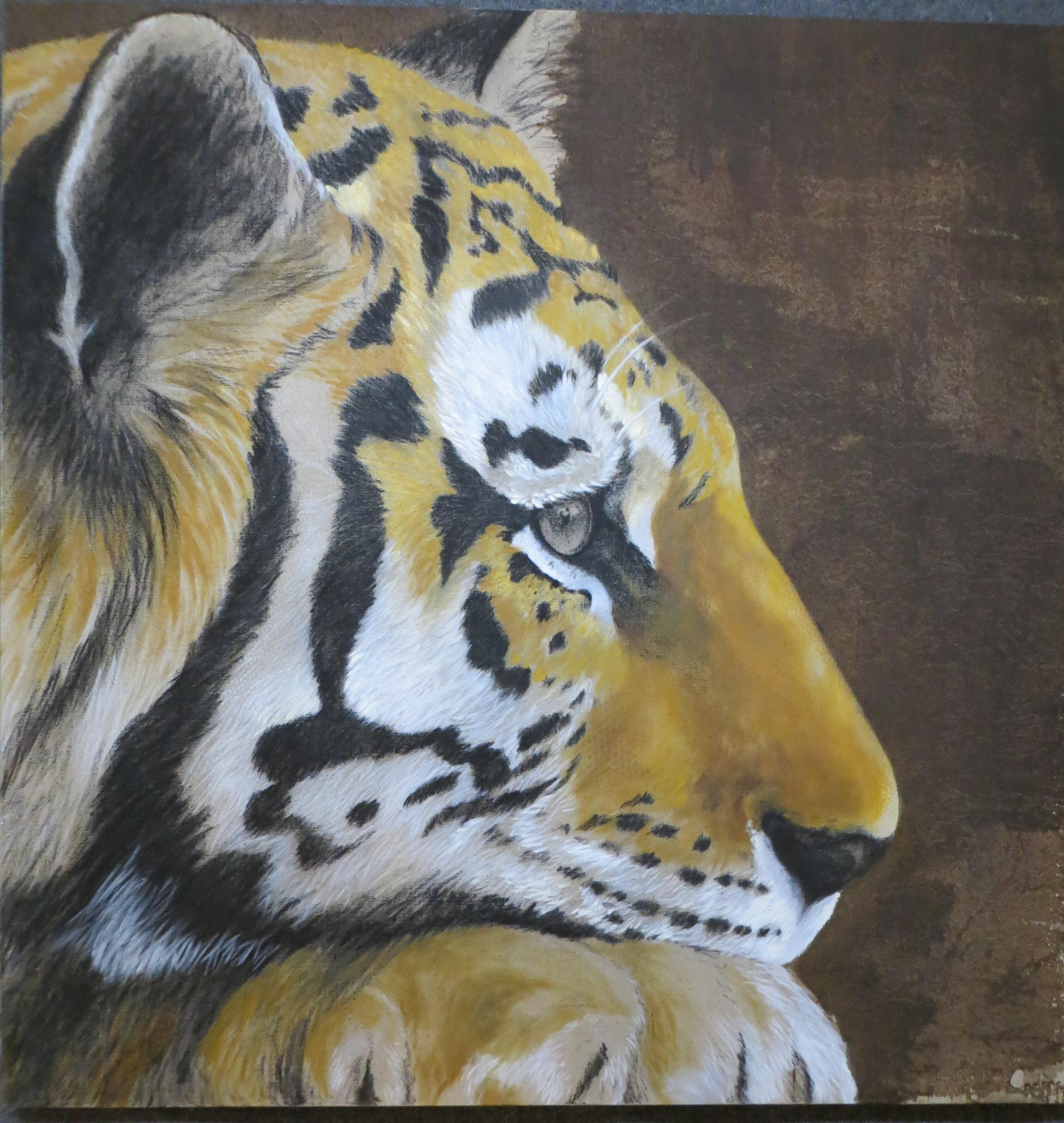 FLORENCE CADENE Figurative Painting - Tiger Profil 