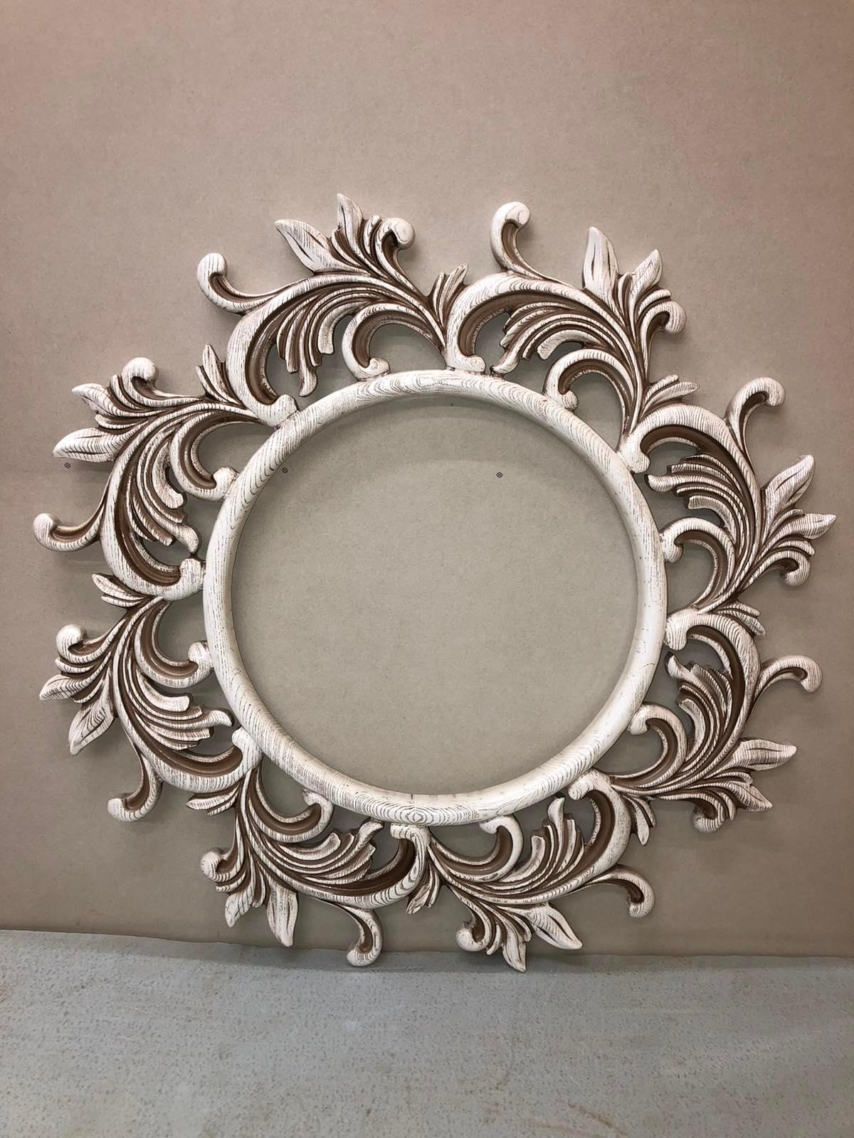 Contemporary Florence Carved White Ash Solid Wood Mirror For Sale