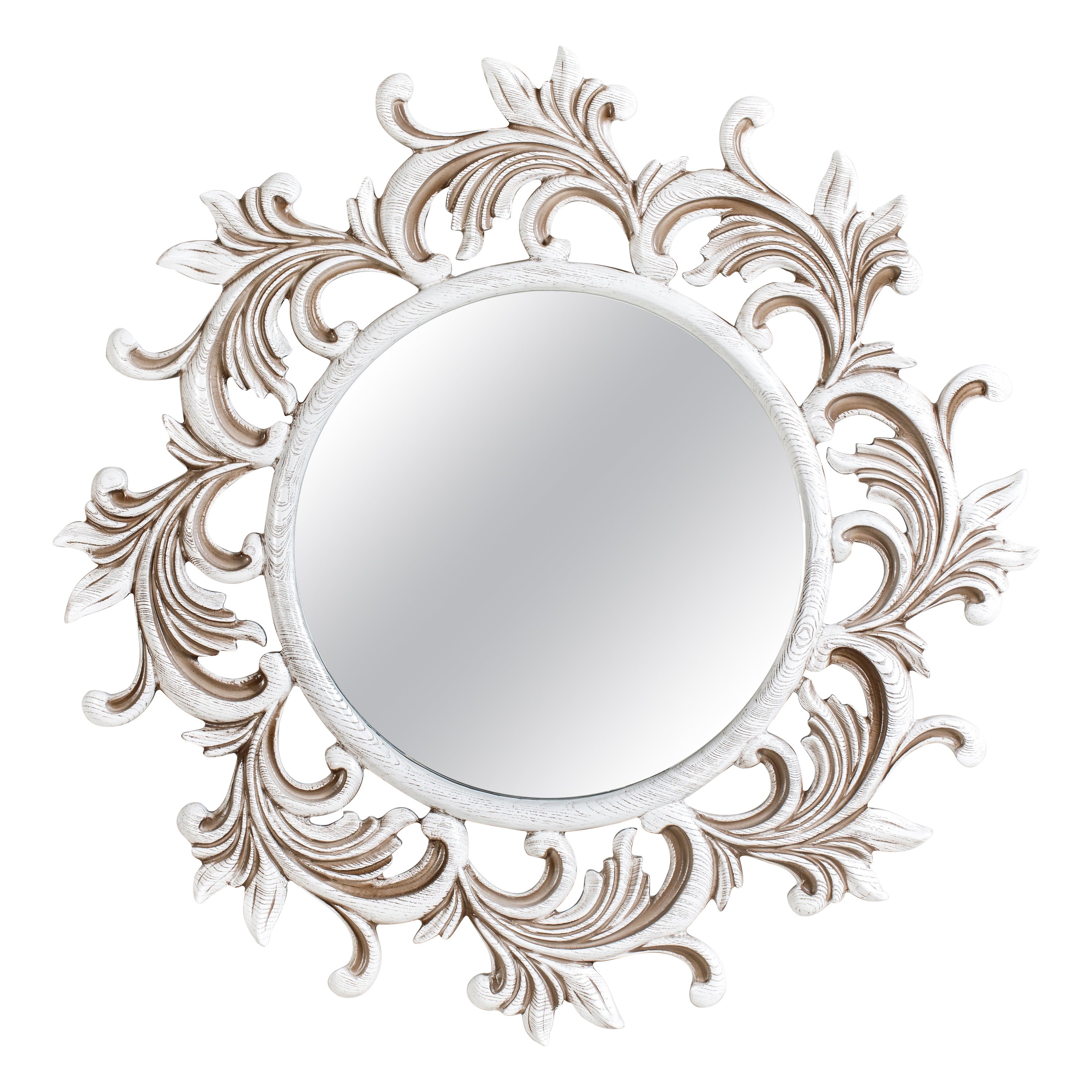 Florence Carved White Ash Solid Wood Mirror For Sale