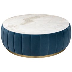 Florence Center Table in Blue with Marble Top