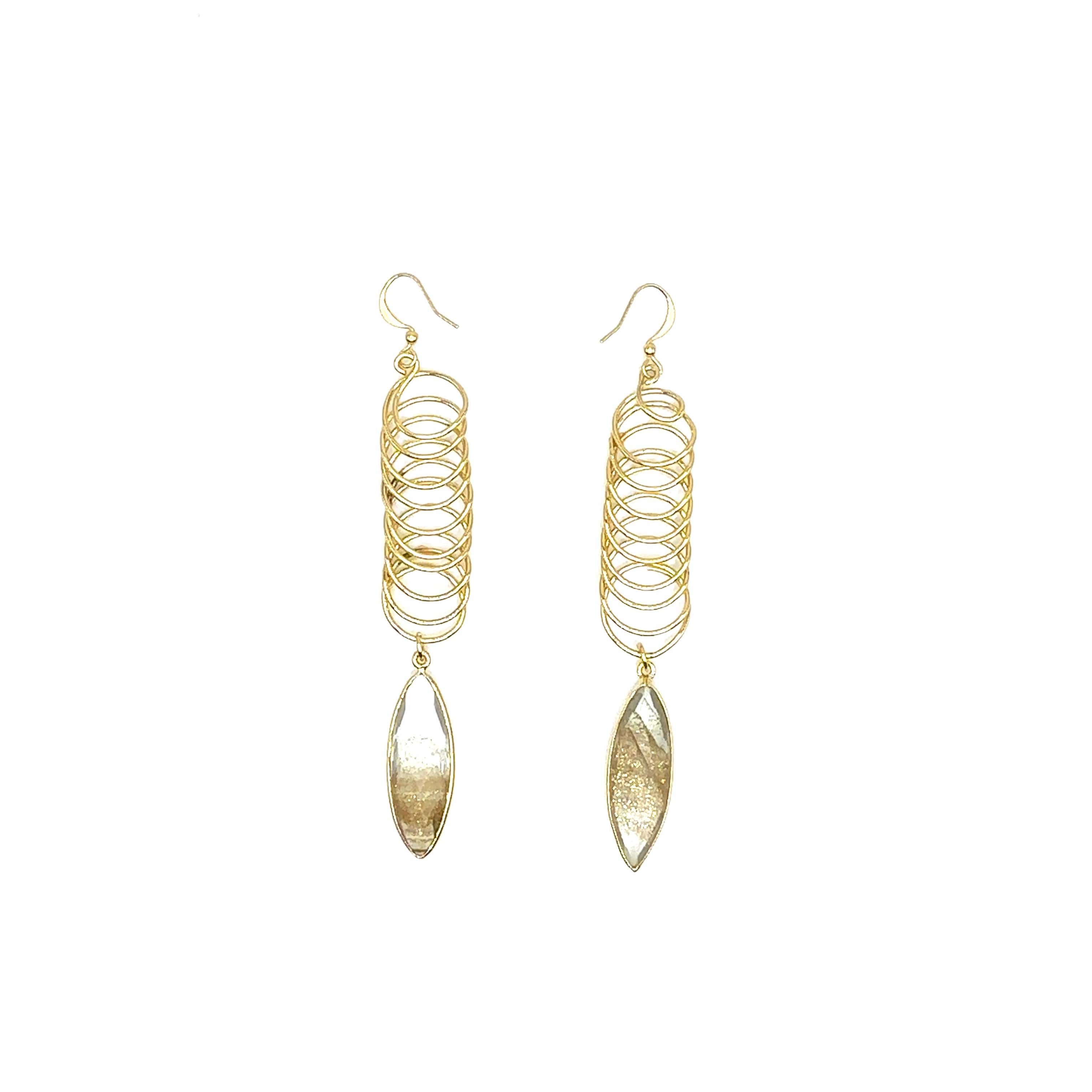 Women's or Men's Florence - Dangle Earrings 14k gold plated with rutilated quartz For Sale