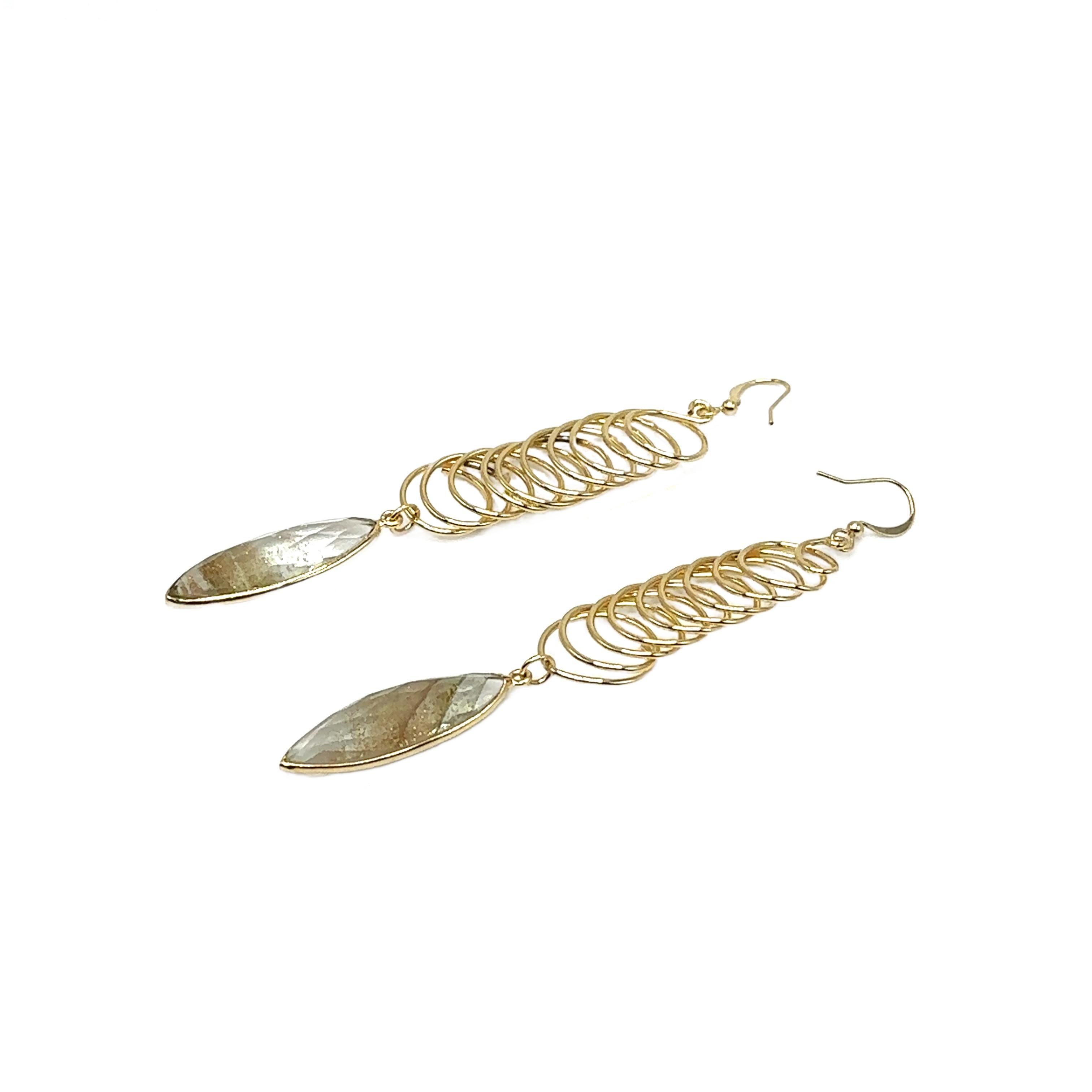 Pendants d'oreilles Florence en or 14 carats plaqué avec quartz rutile en vente 2