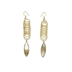 Pendants d'oreilles Florence en or 14 carats plaqué avec quartz rutile