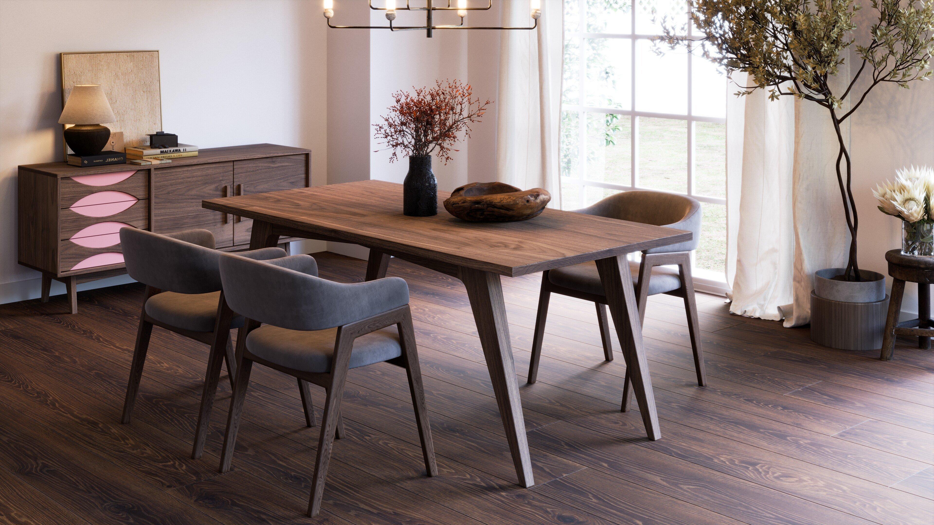 Mesa de comedor Florence de madera de nogal by The Spalty Dog Moderno de mediados de siglo en venta