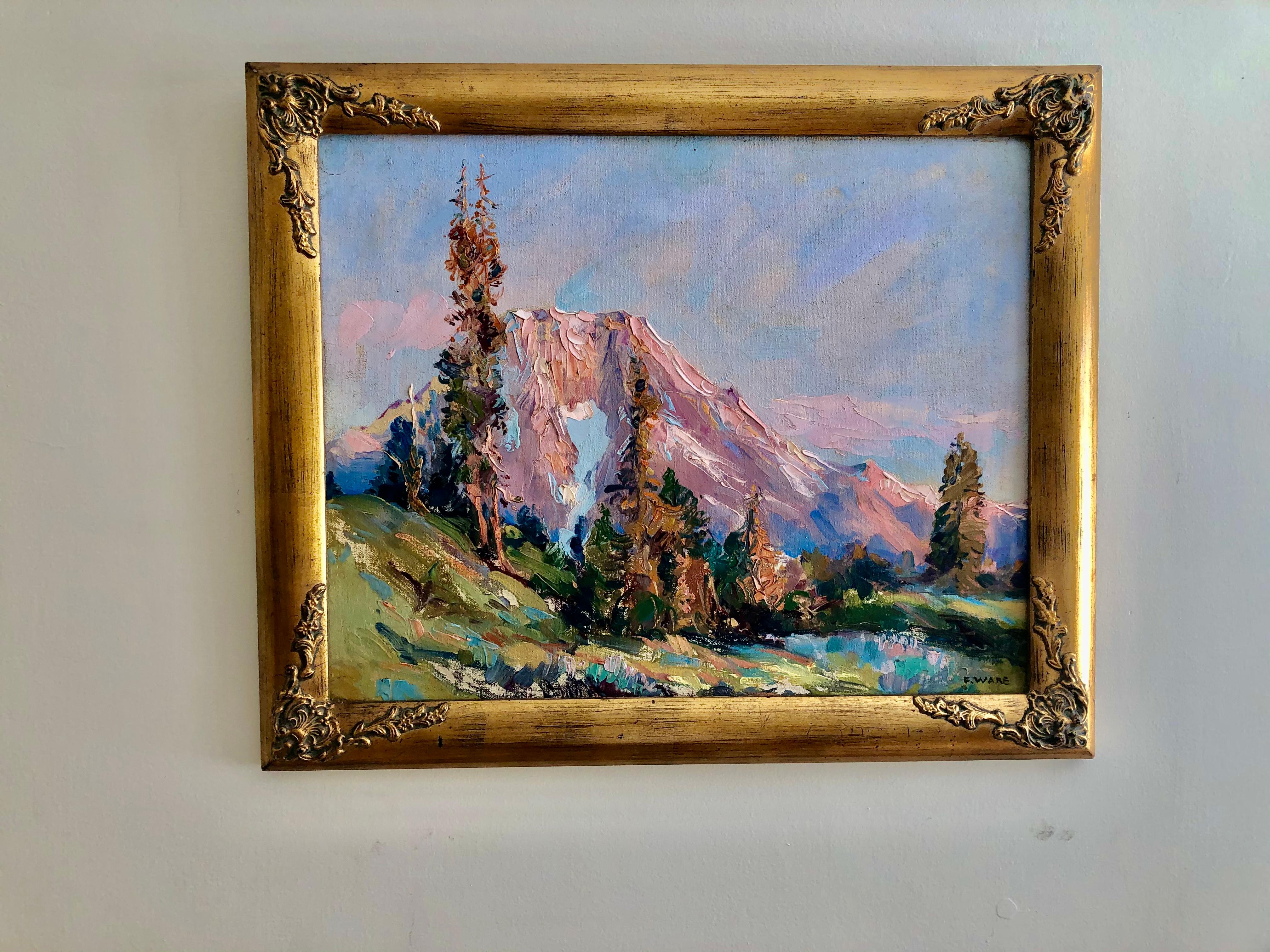 Florence Ware “Sunrise Mt. Moran” Wyoming - Painting by Florence Ellen Ware