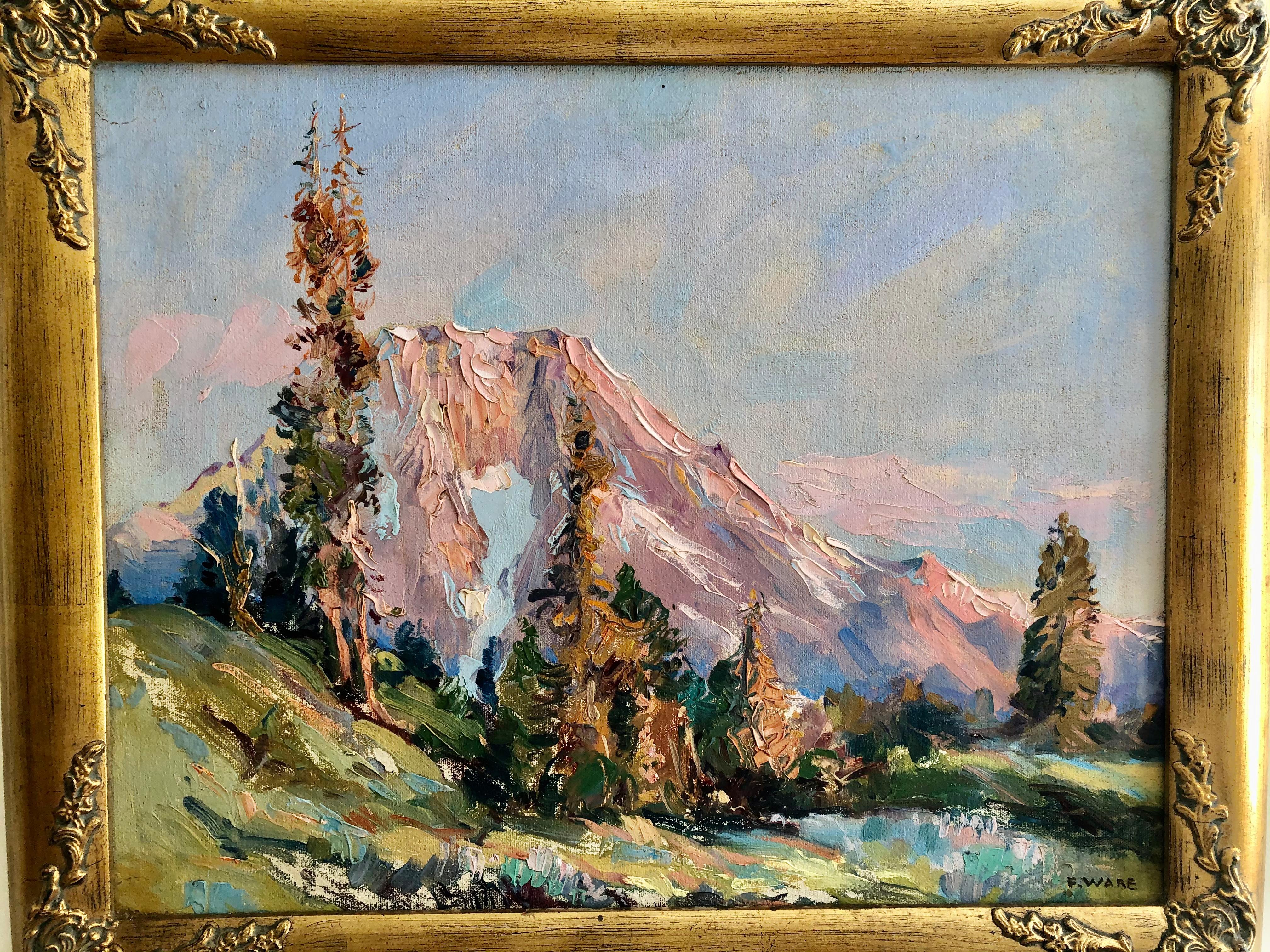 Florence Ellen Ware Landscape Painting - Florence Ware “Sunrise Mt. Moran” Wyoming