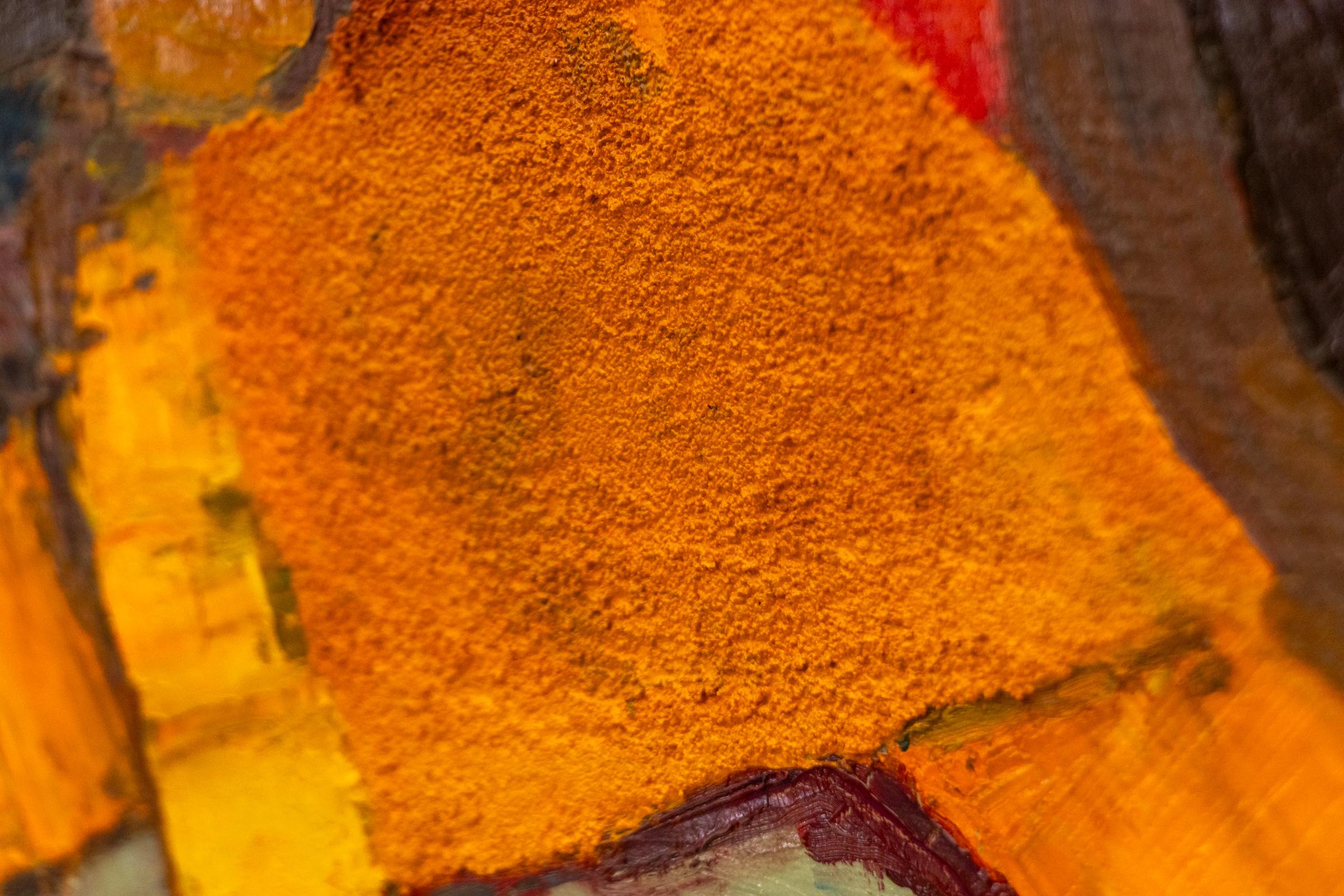 Pintura al óleo expresionista abstracta de mediados de siglo de 1960 en colores primarios en venta 2