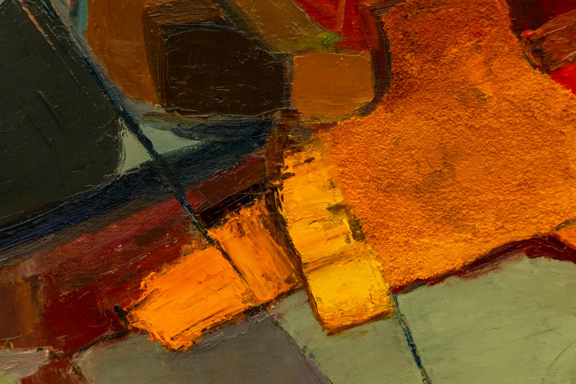 Pintura al óleo expresionista abstracta de mediados de siglo de 1960 en colores primarios en venta 3