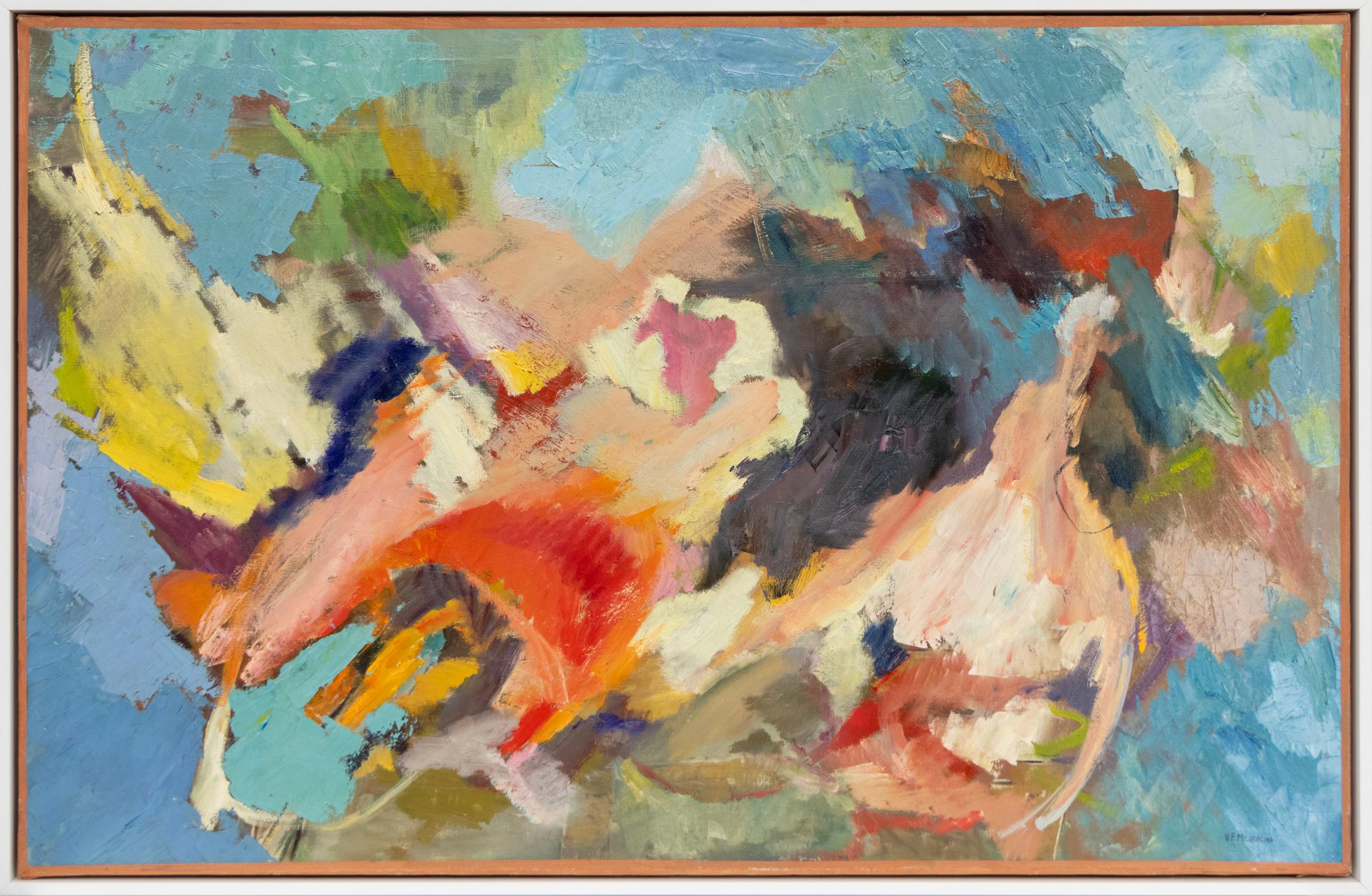Colorful Abstract Expressionist Oil by Florence V. Mercolino Graziano - Painting by Florence Graziano