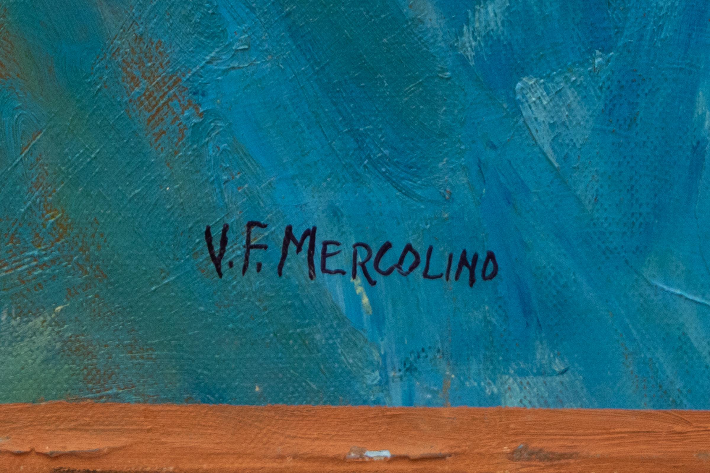 Colorful Abstract Expressionist Oil by Florence V. Mercolino Graziano - Brown Abstract Painting by Florence Graziano