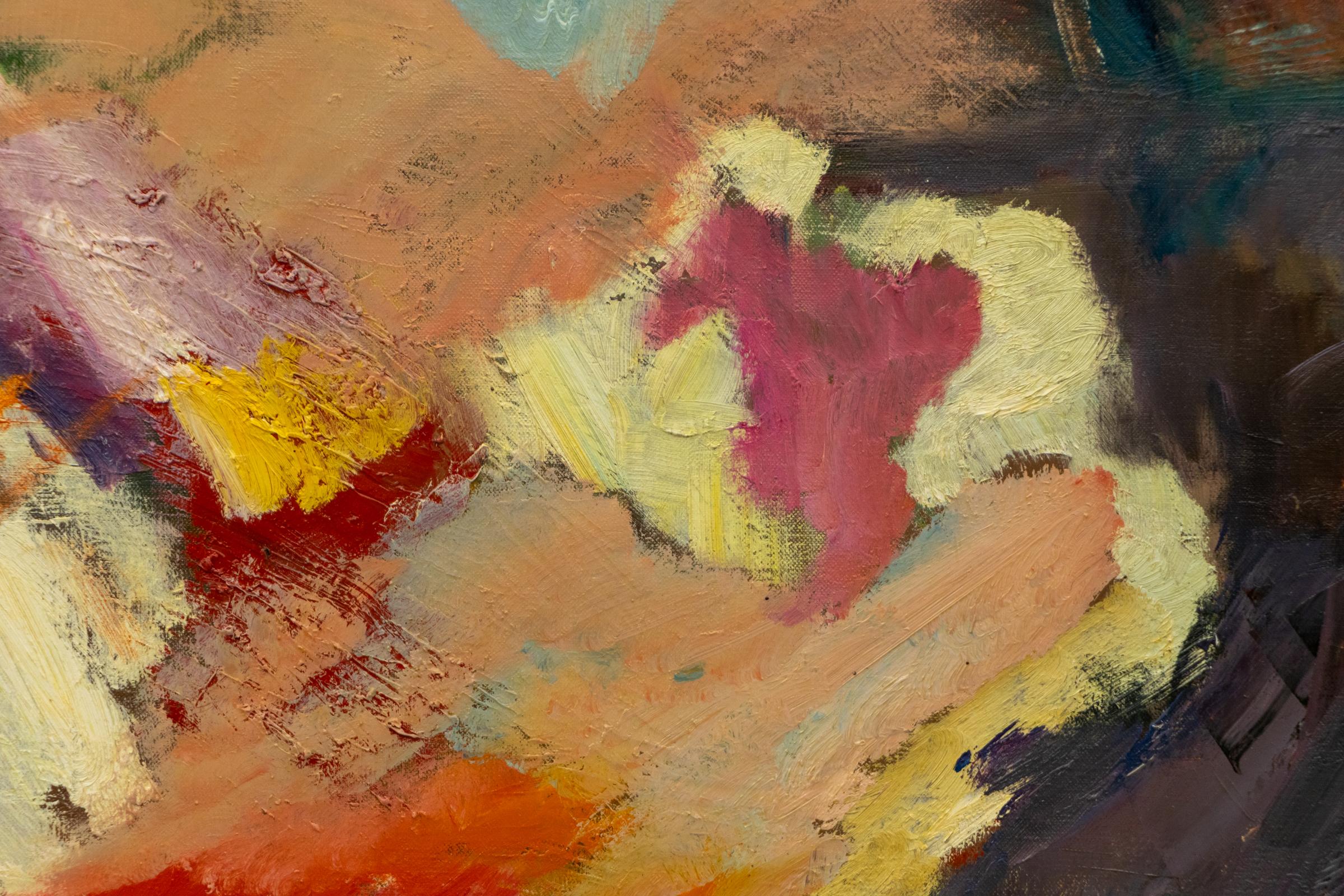 Colorful Abstract Expressionist Oil by Florence V. Mercolino Graziano For Sale 1