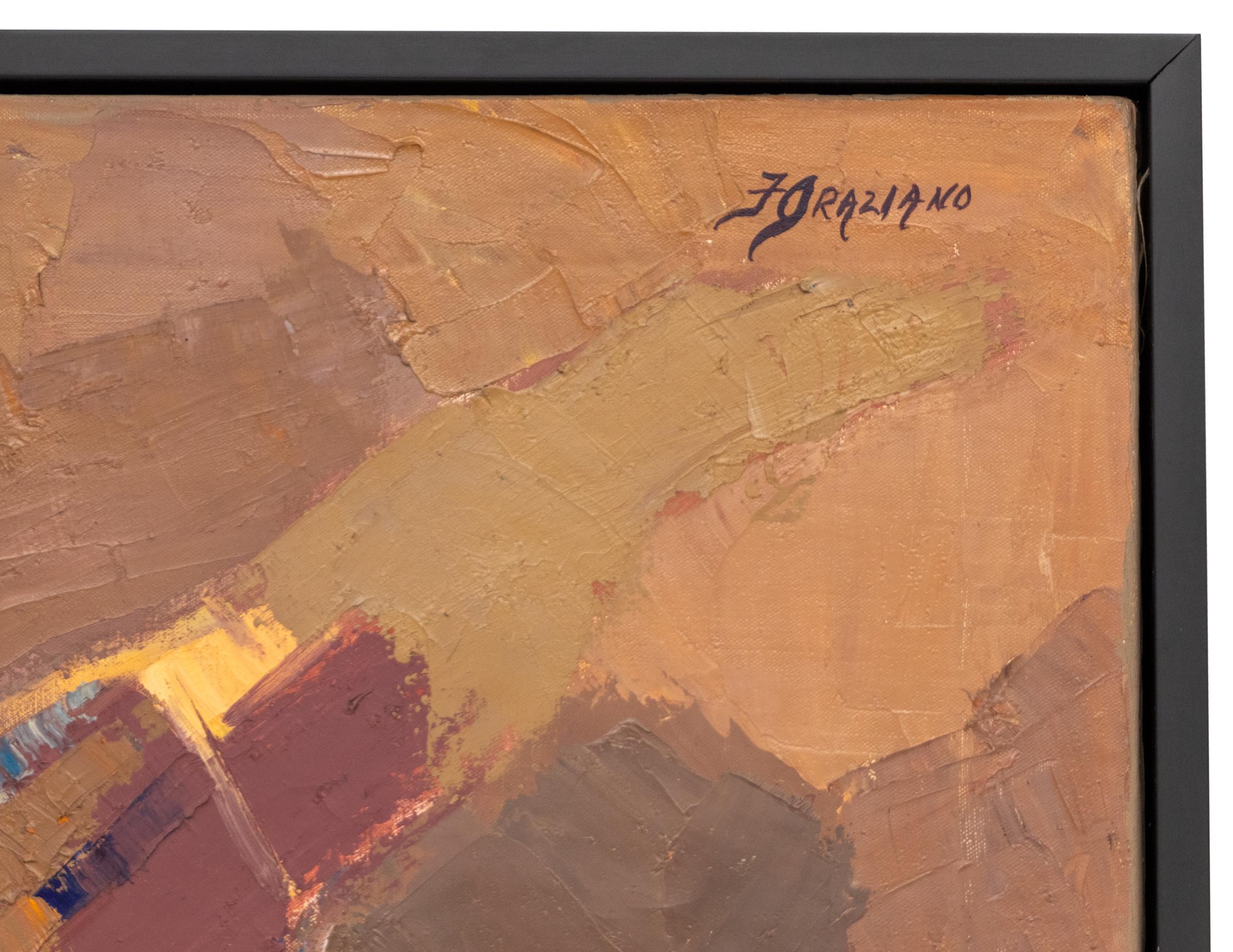 Galaxie #122, 1970s Abstract Painting in Mauve, Violet, Yellow & Taupe Hues For Sale 6