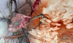 Flowers in Fog, Large Painting by F. Hasenflug