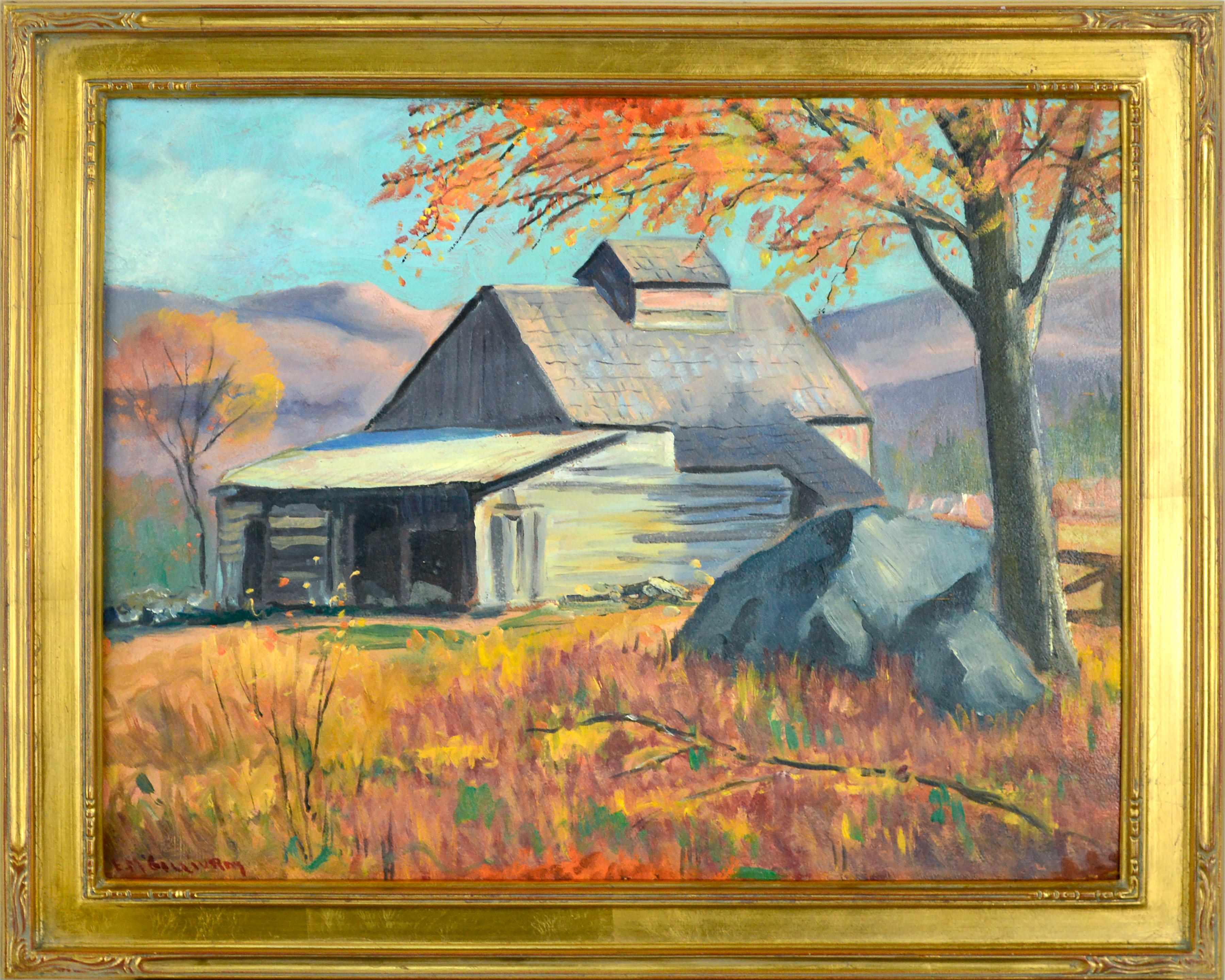 Florence Helena McGillivray  Landscape Painting - Farmhouse in Autumn, Early 20th Century Landscape by Florence Helena McGillivray