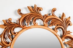 Florence II Carved Brown Ash Solid Wood Wall Mirror
