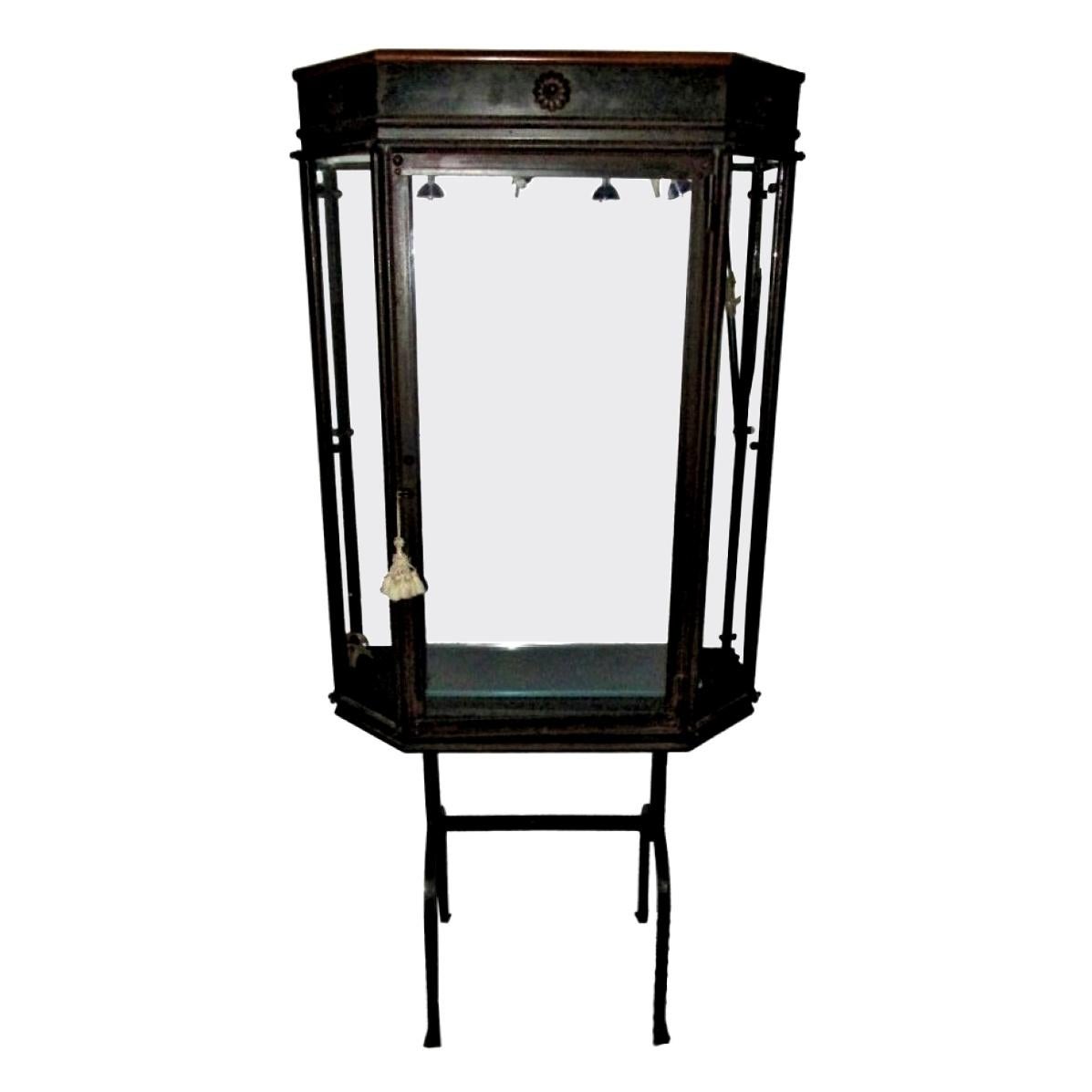 Florence, Italy, 1960s Glass and Metal Display Case For Sale at 1stDibs