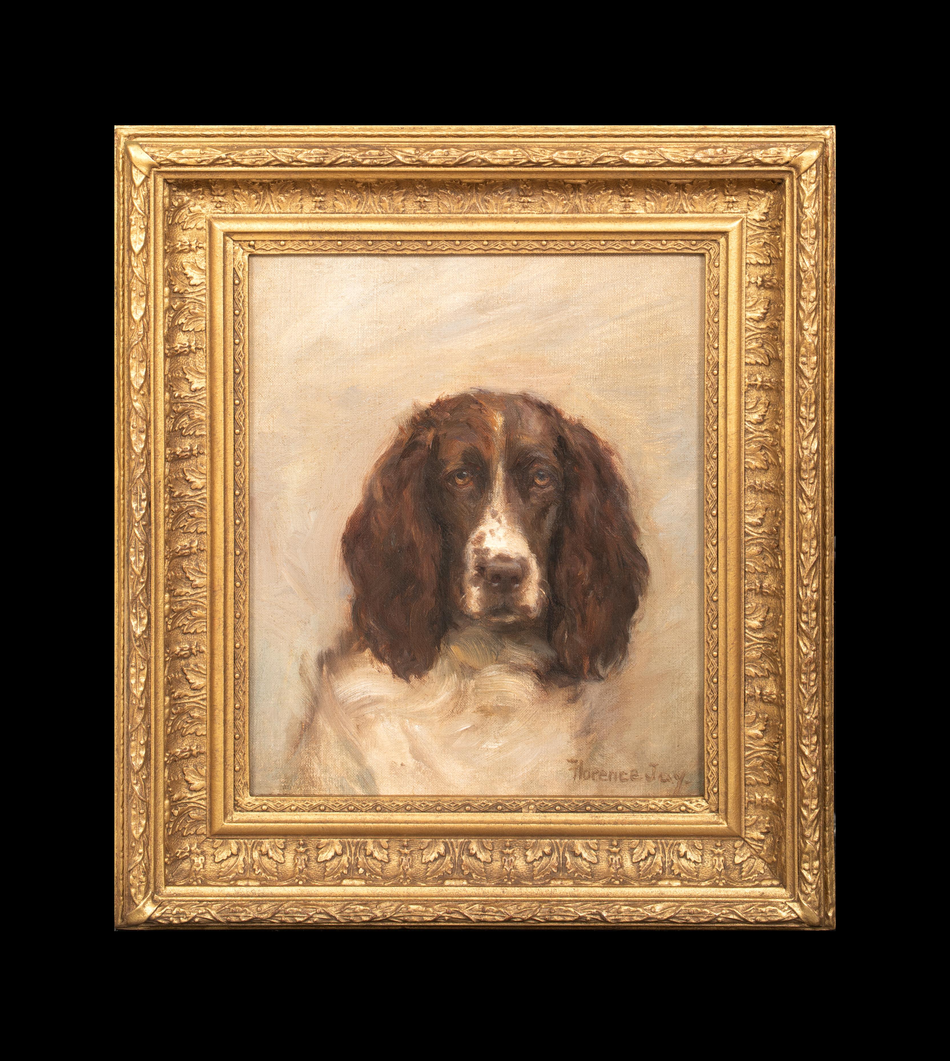 Portrait of a Springer Spaniel, 19th Century  by FLORENCE JAY (circa 1900) - Painting by Florence Jay