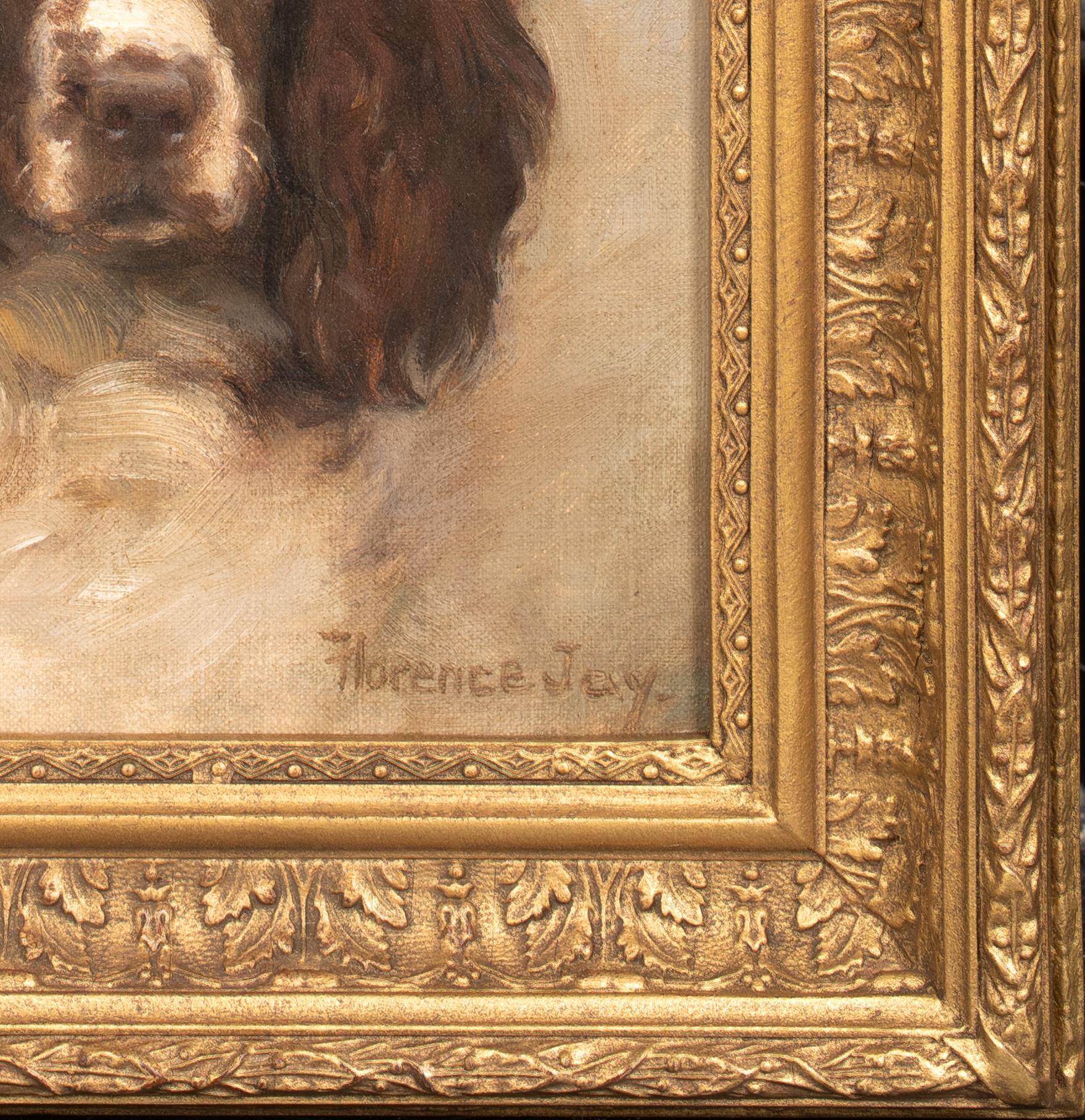 Portrait of a Springer Spaniel, 19th Century

by FLORENCE JAY (circa 1900)

Circa 1900 English portrait of a liver and white Springer Spaniel, oil on panel by Florence Jay. Excellent quality and condition head portrait of the spaniel looking back
