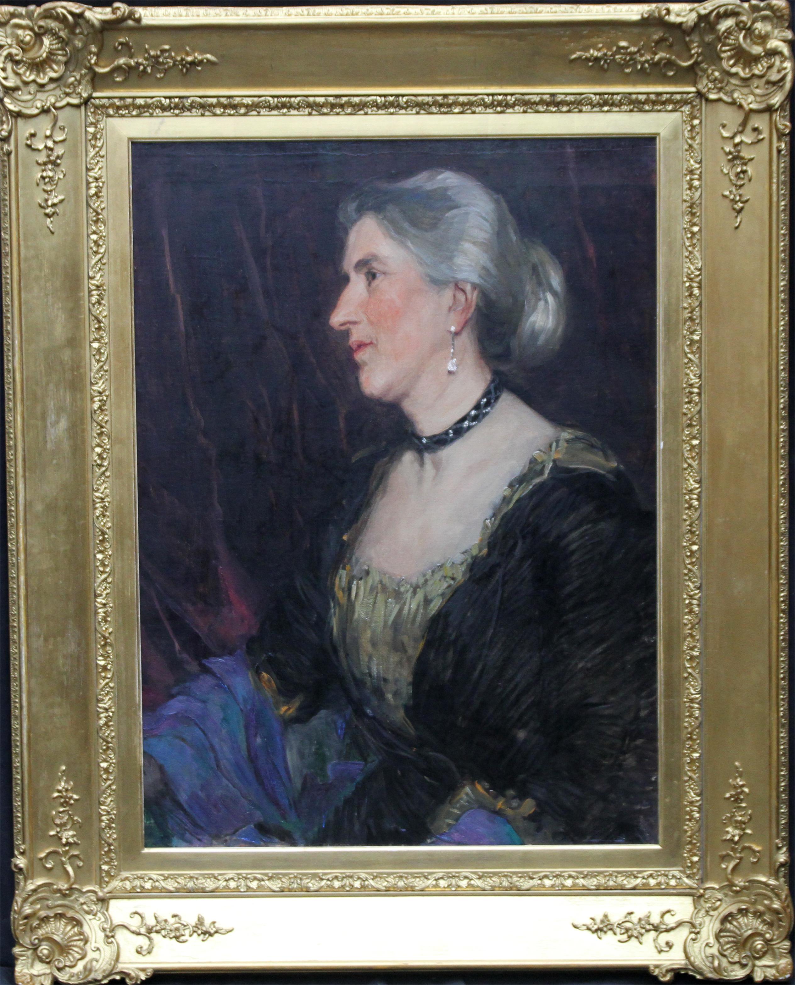 Portrait of a Lady - British Impressionist 1900 art female artist oil painting For Sale 4