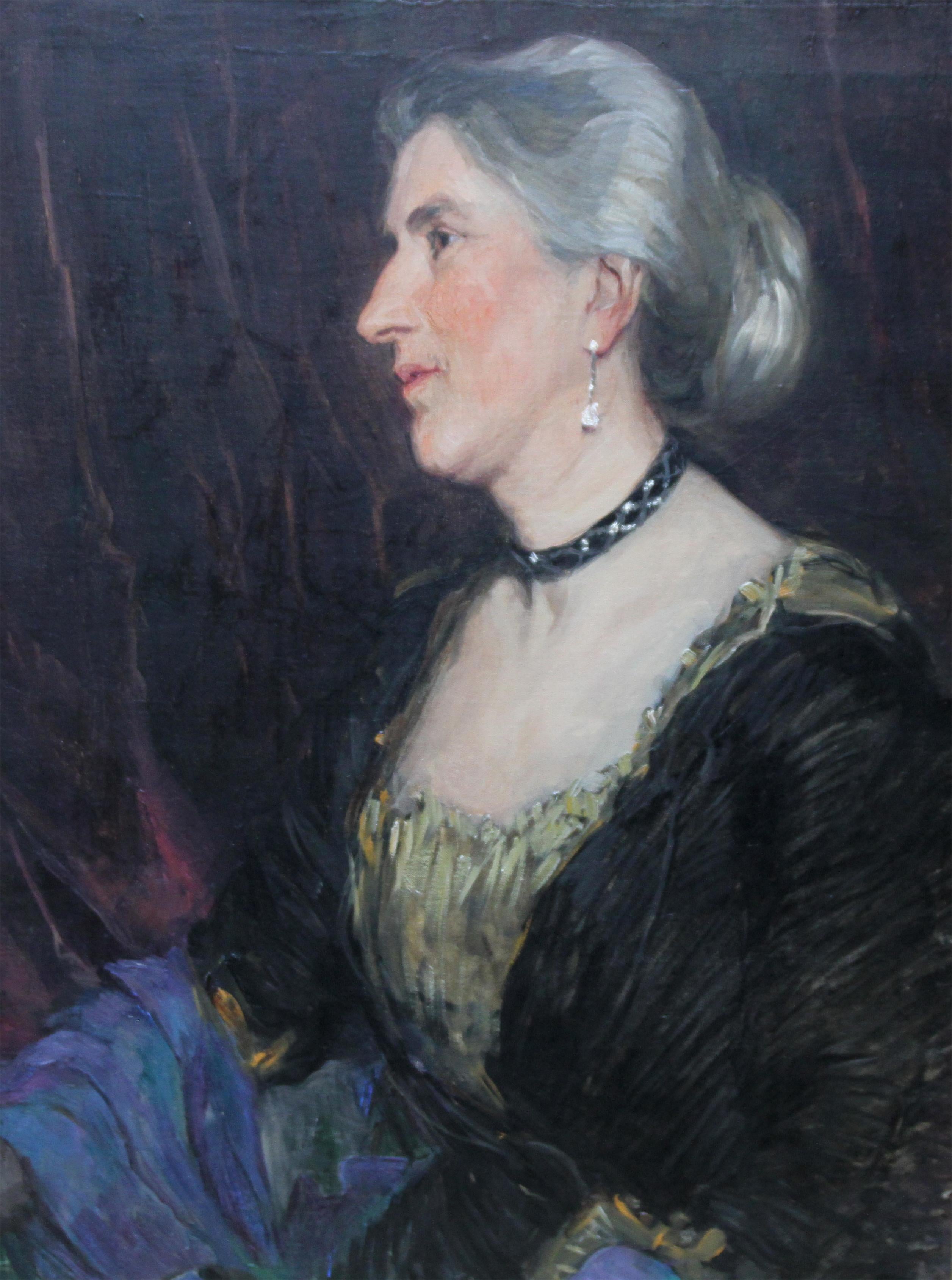 Portrait of a Lady - British Impressionist 1900 art female artist oil painting For Sale 3