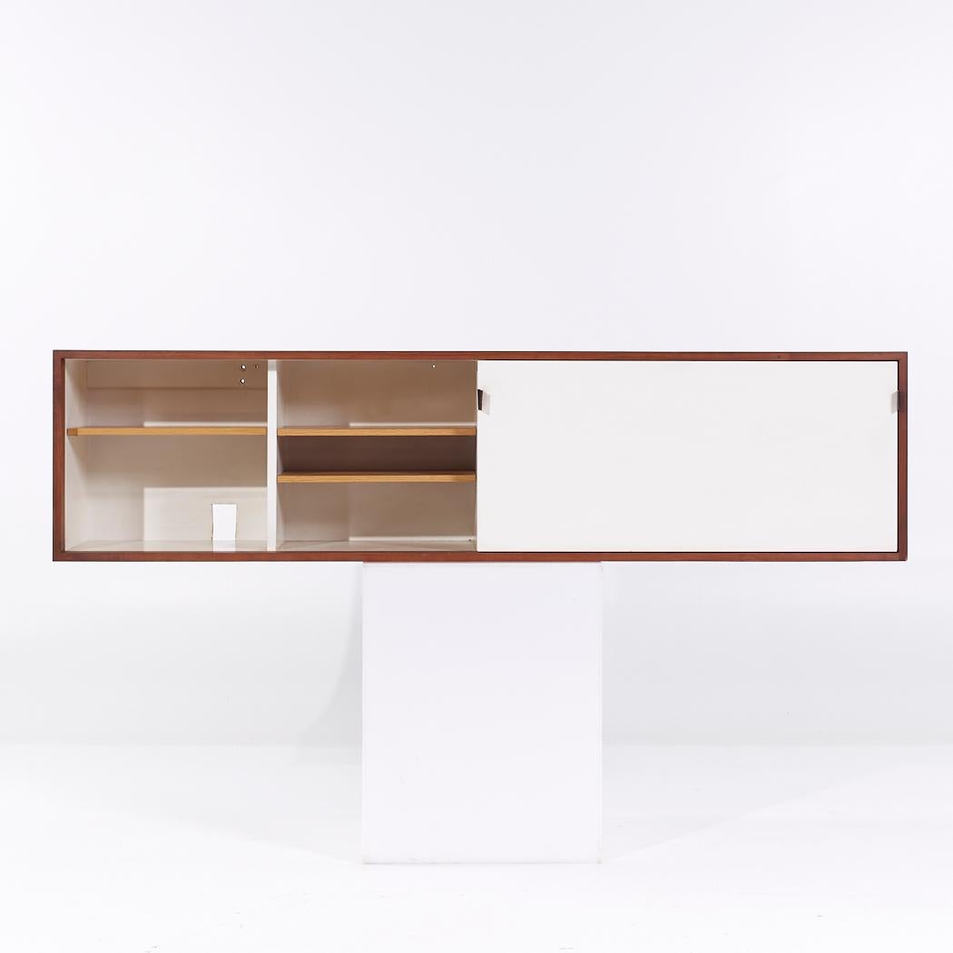 Glass Florence Knoll 123 W 1 Mid Century Walnut Wall Mount Credenza For Sale