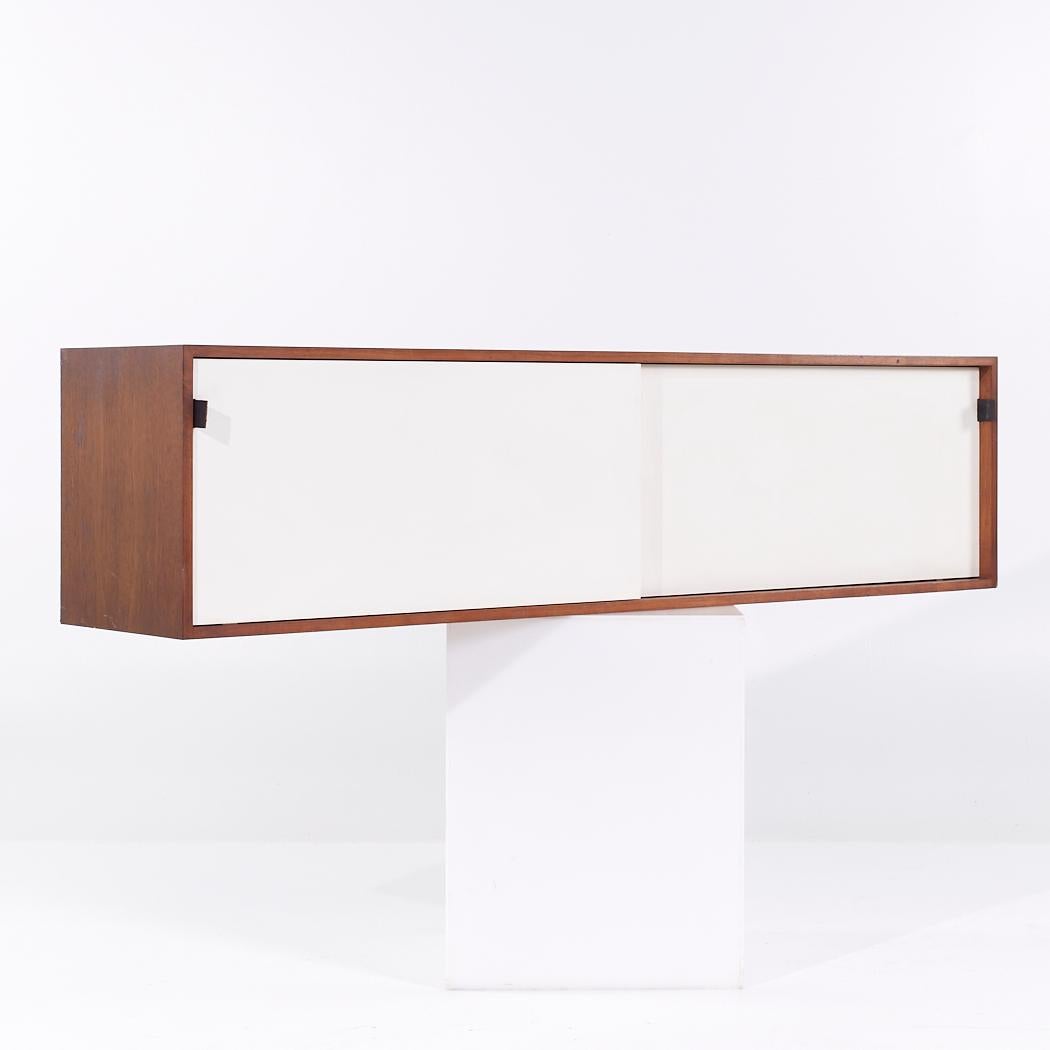 American Florence Knoll 123 W-1 Mid Century Walnut Wall Mount Credenza - Pair For Sale