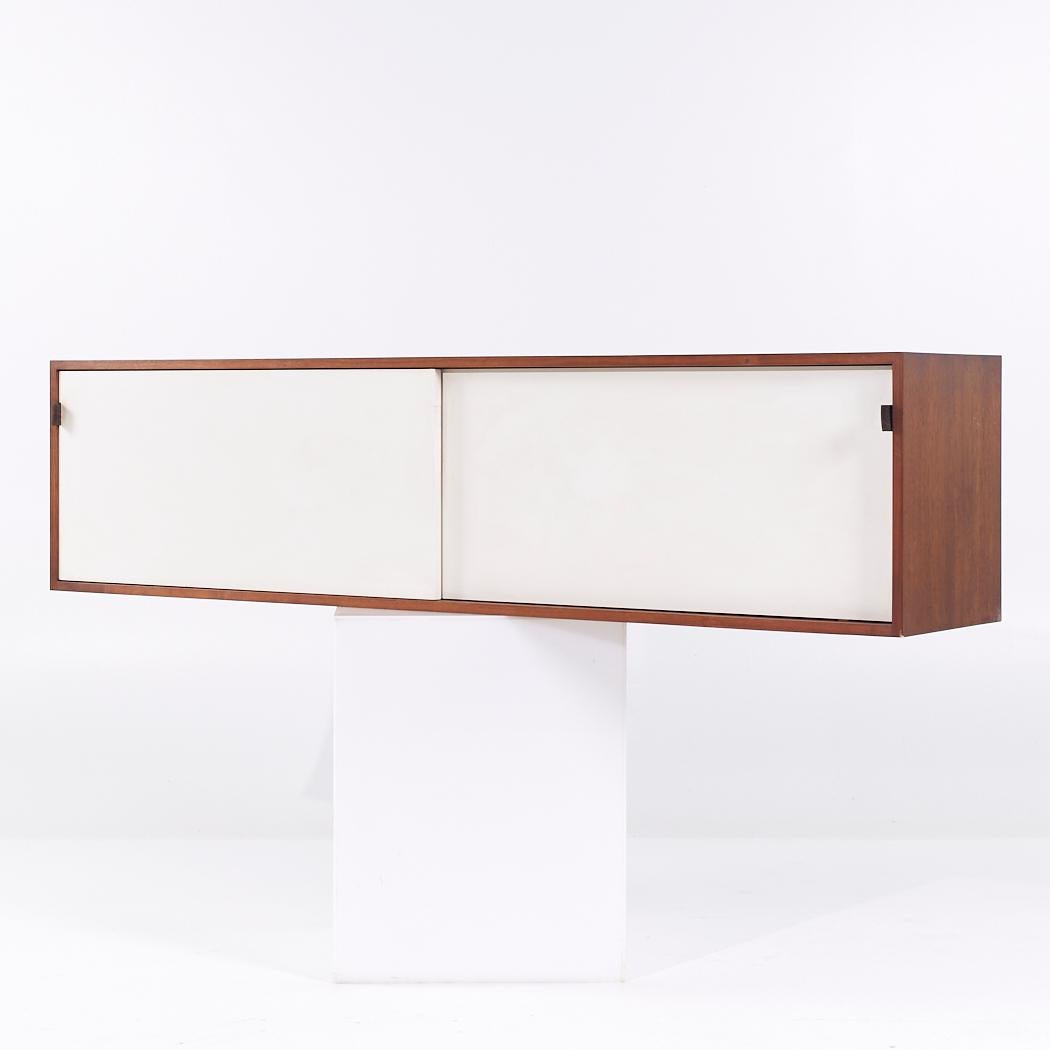 Late 20th Century Florence Knoll 123 W-1 Mid Century Walnut Wall Mount Credenza - Pair For Sale