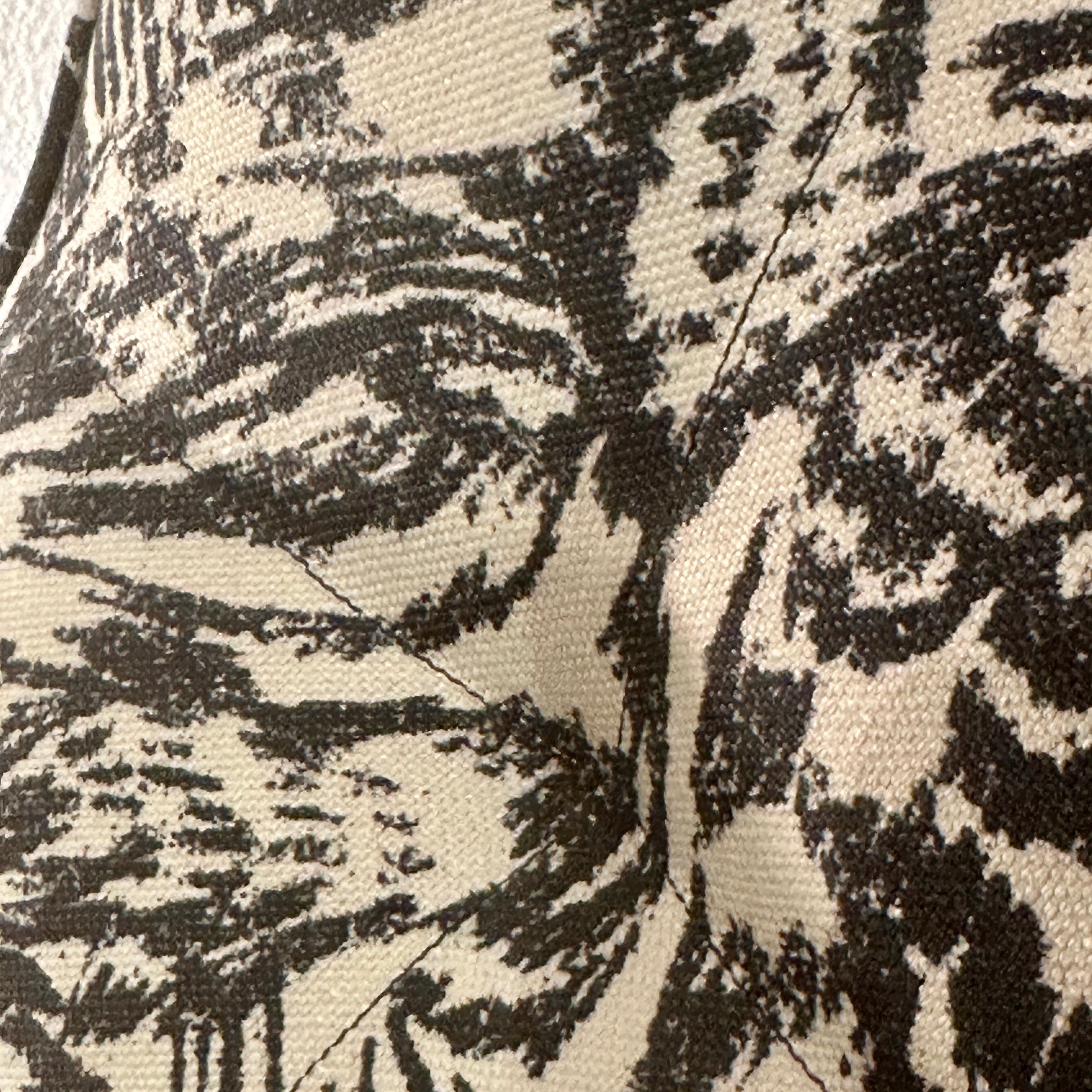 Florence Knoll 1950s Parallel Bar Chair Fab Abstract Black and White Bird Fabric For Sale 12