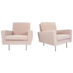 Florence Knoll 1st Edition 1949 Armchairs, Pale Rose Velvet Knoll International