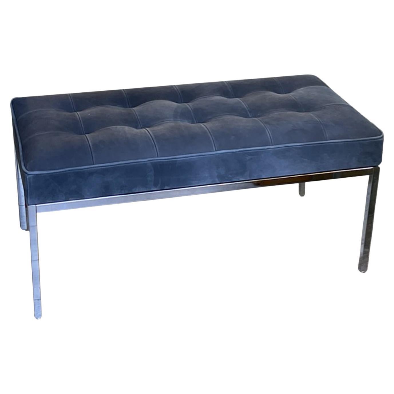 Gray Leather Bench After Florence Knoll at 1stDibs