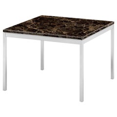 Florence Knoll 23" Square Coffee Table, Uncoated Emperador Dark Marble & Chrome 