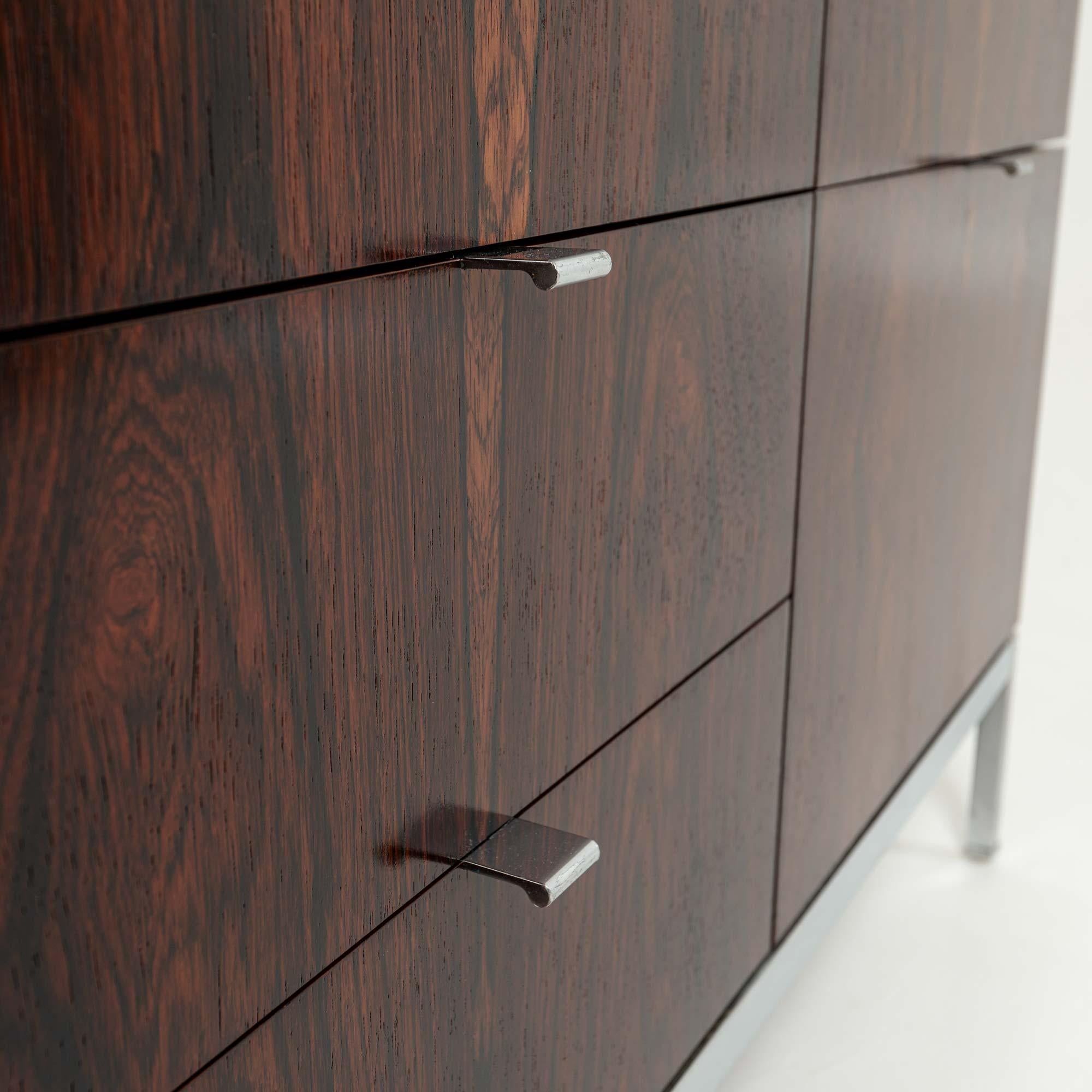 Florence Knoll 2544 Rosewood Credenza with Chrome Base and Calacatta Marble Top 6