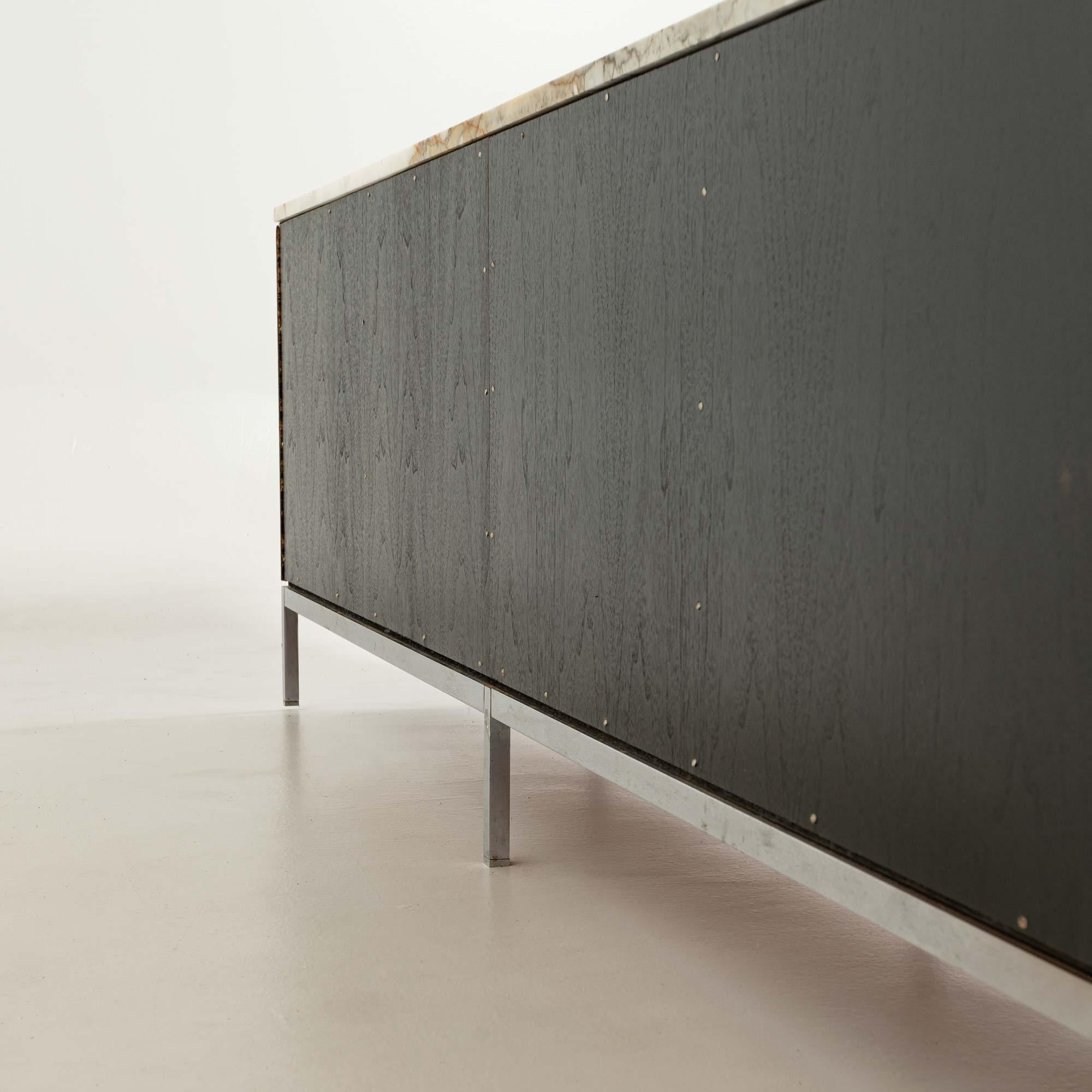 Florence Knoll 2544 Rosewood Credenza with Chrome Base and Calacatta Marble Top 12