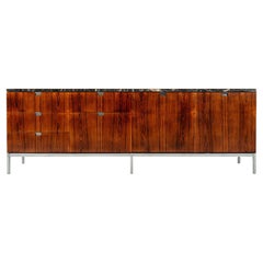 Florence Knoll 2547 Rosewood Credenza, Chrome Base and Nero Port Laurent Marble