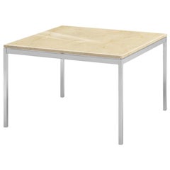 Florence Knoll End Table, Polished Empire Beige Marble & Chrome Frame