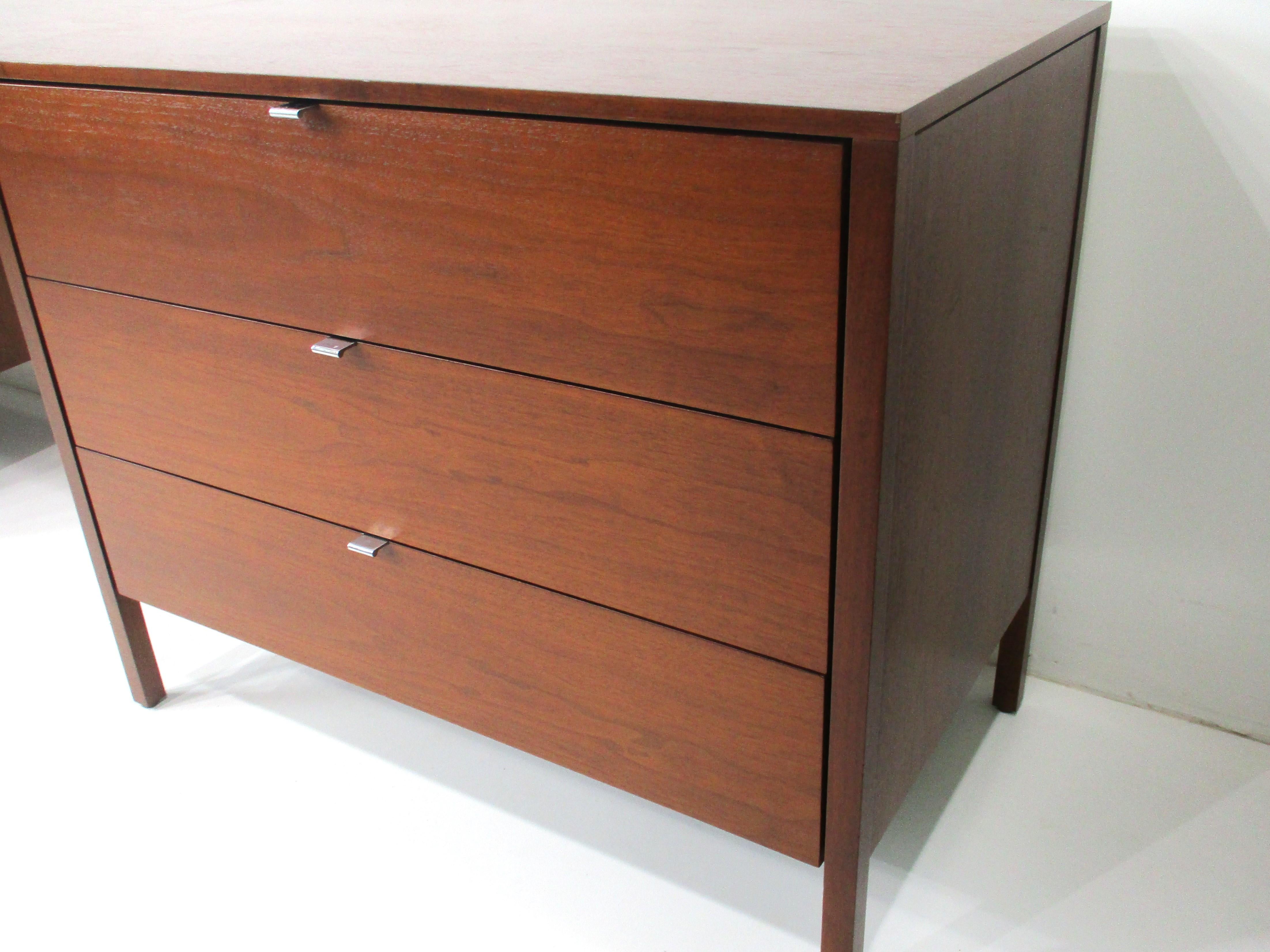 Florence Knoll 3 pc. Suspended Walnut Vanity for Knoll 5