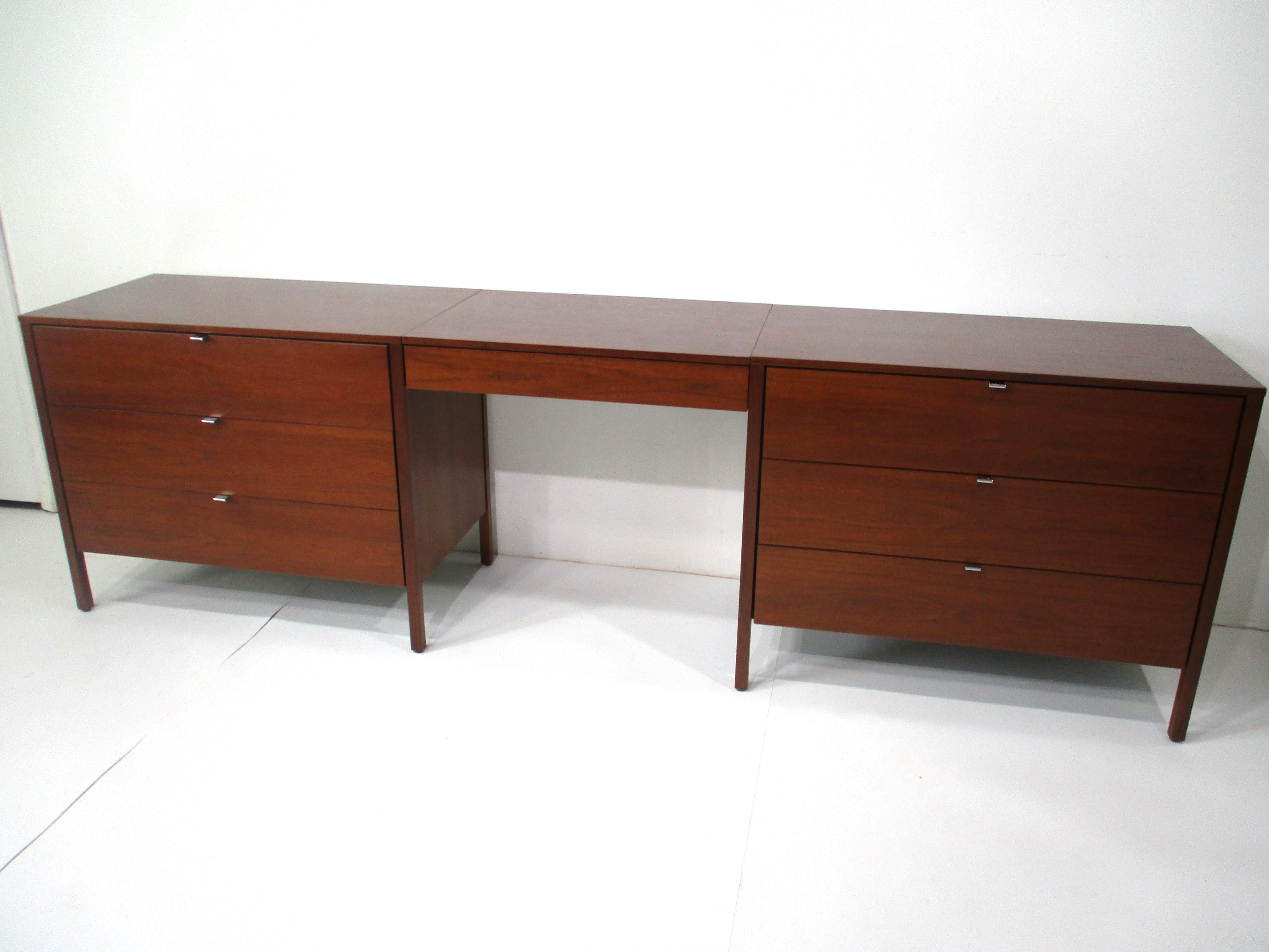 Florence Knoll 3 pc. Suspended Walnut Vanity for Knoll   7